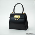 Salvatore Ferragamo Gancini Handbag with Flap Black color