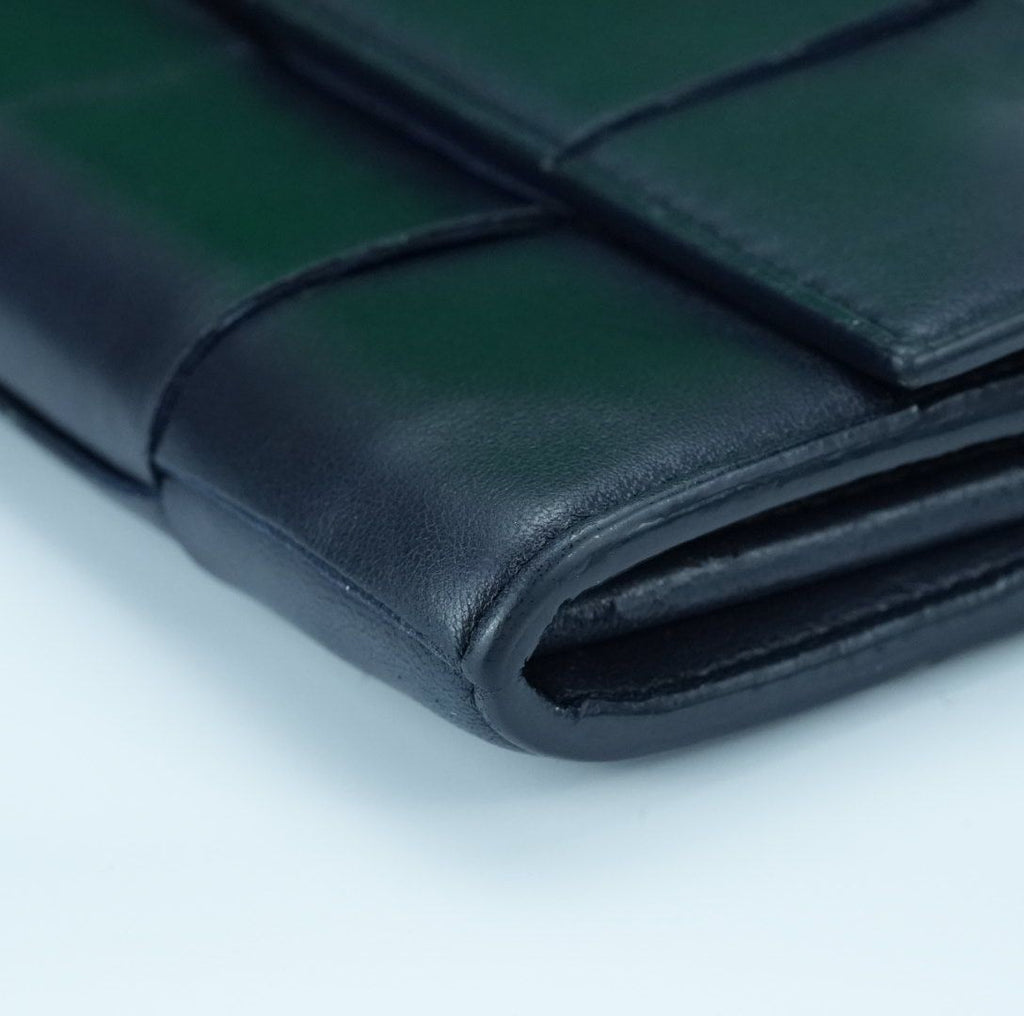 BOTTEGA VENETA Cassette Intrecciato Navy Long Wallet with Built-in IC Chip