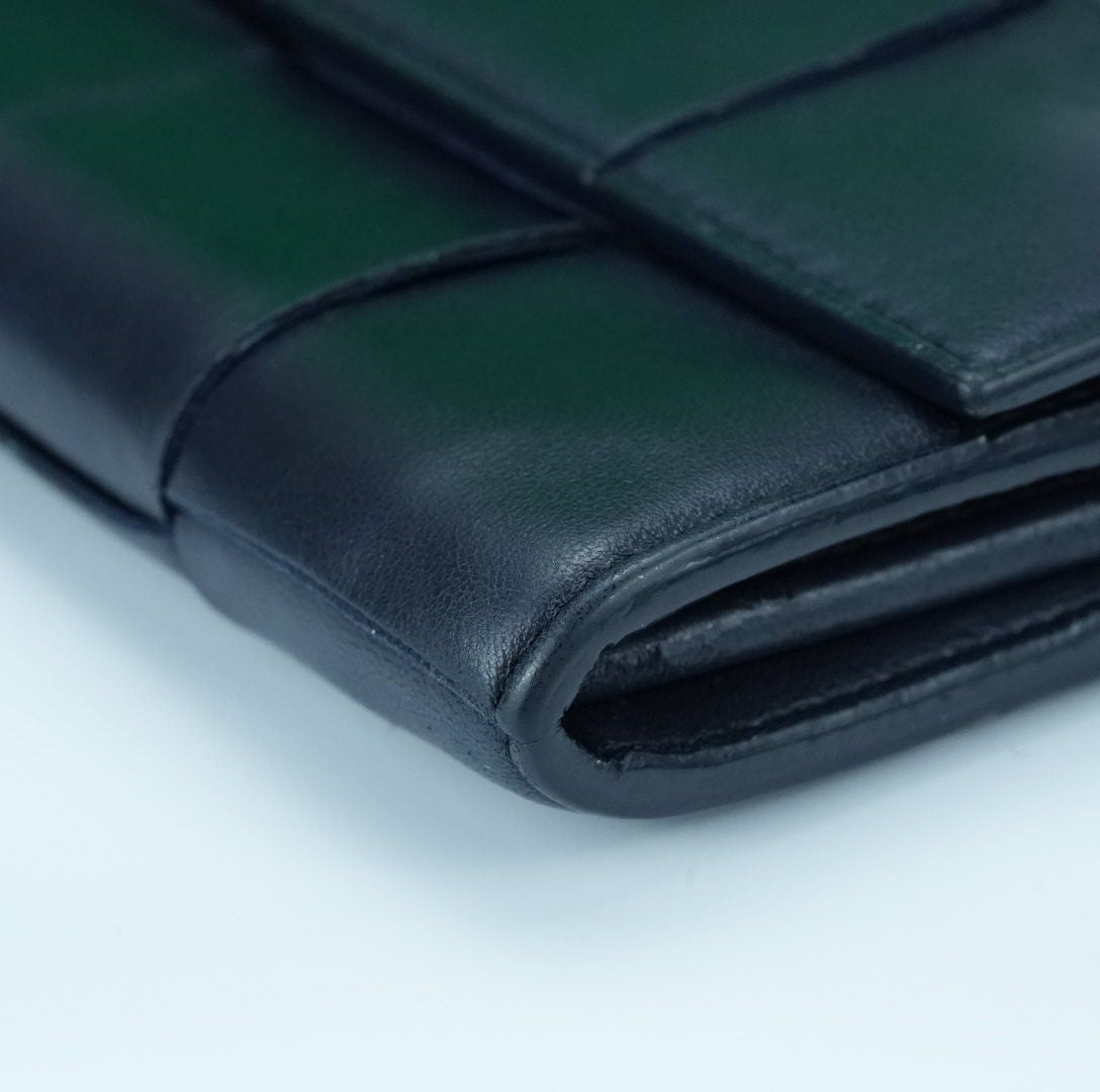 BOTTEGA VENETA Cassette Intrecciato Navy Long Wallet with Built-in IC Chip