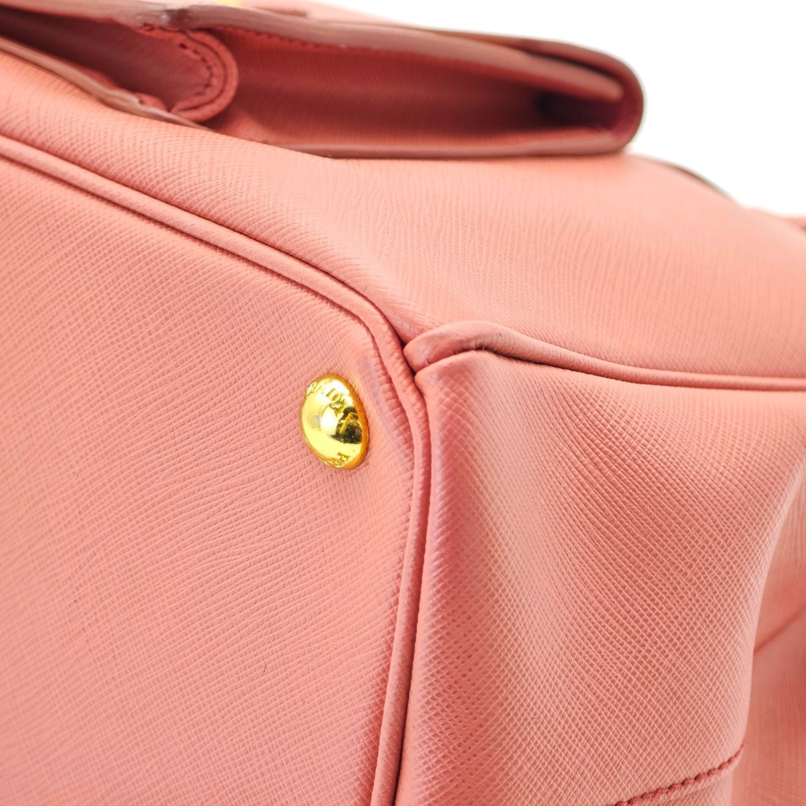 PRADA Saffiano Leather Galleria 2-Way Handbag/Tote Bag Pink with Shoulder Strap