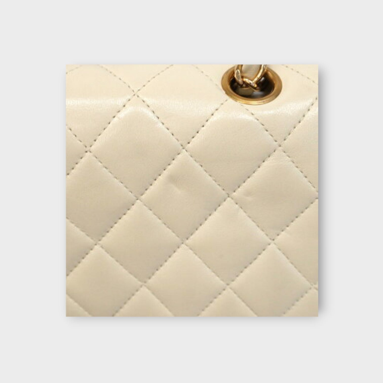 CHANEL MATRASSE W chain shoulder bag Lamb skin white with champagne gold hardwar