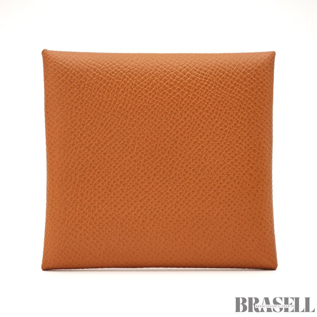 Hermes Bastia Coin Case Campact Wallet Leather France Gold Unisex w/Box