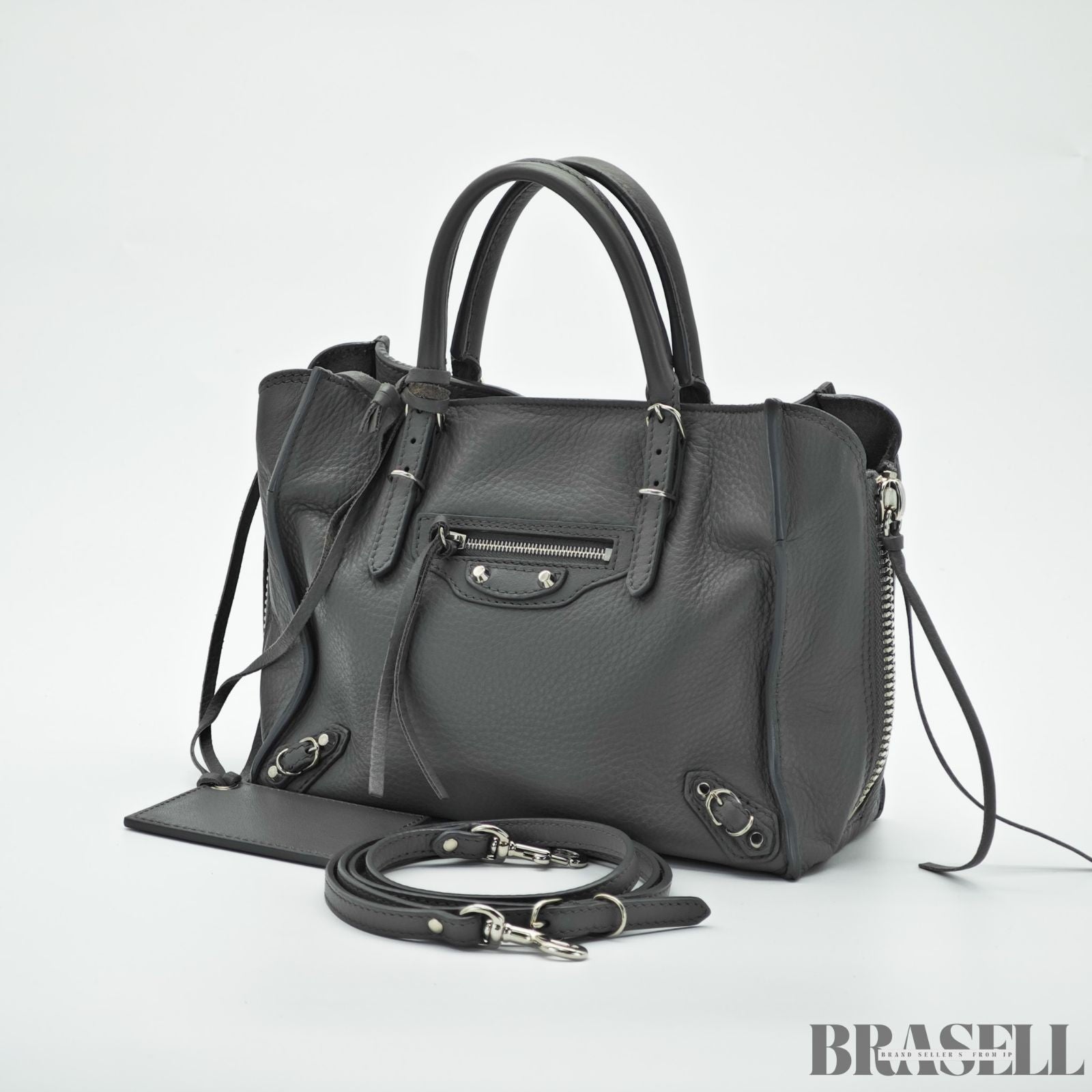 BALENCIAGA 2-Way Handbag Shoulder Bag Paper A4 357333 Gray color