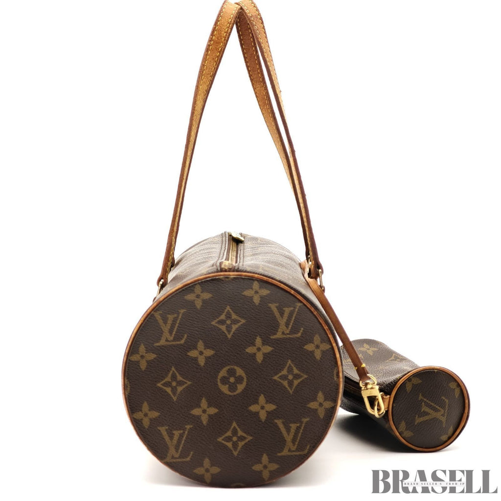 LOUIS VUITTON Papillon 30 M51385 Mini Boston Handbag Brown Monogram Canvas Pouch