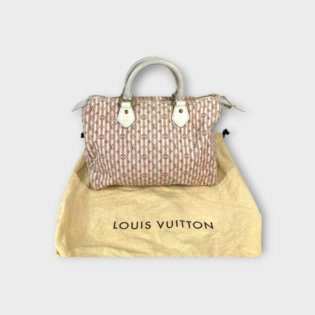 Louis Vuitton Monogram Mini Lin Croisette Speedy 30 Handbag Pink White M95501【B】