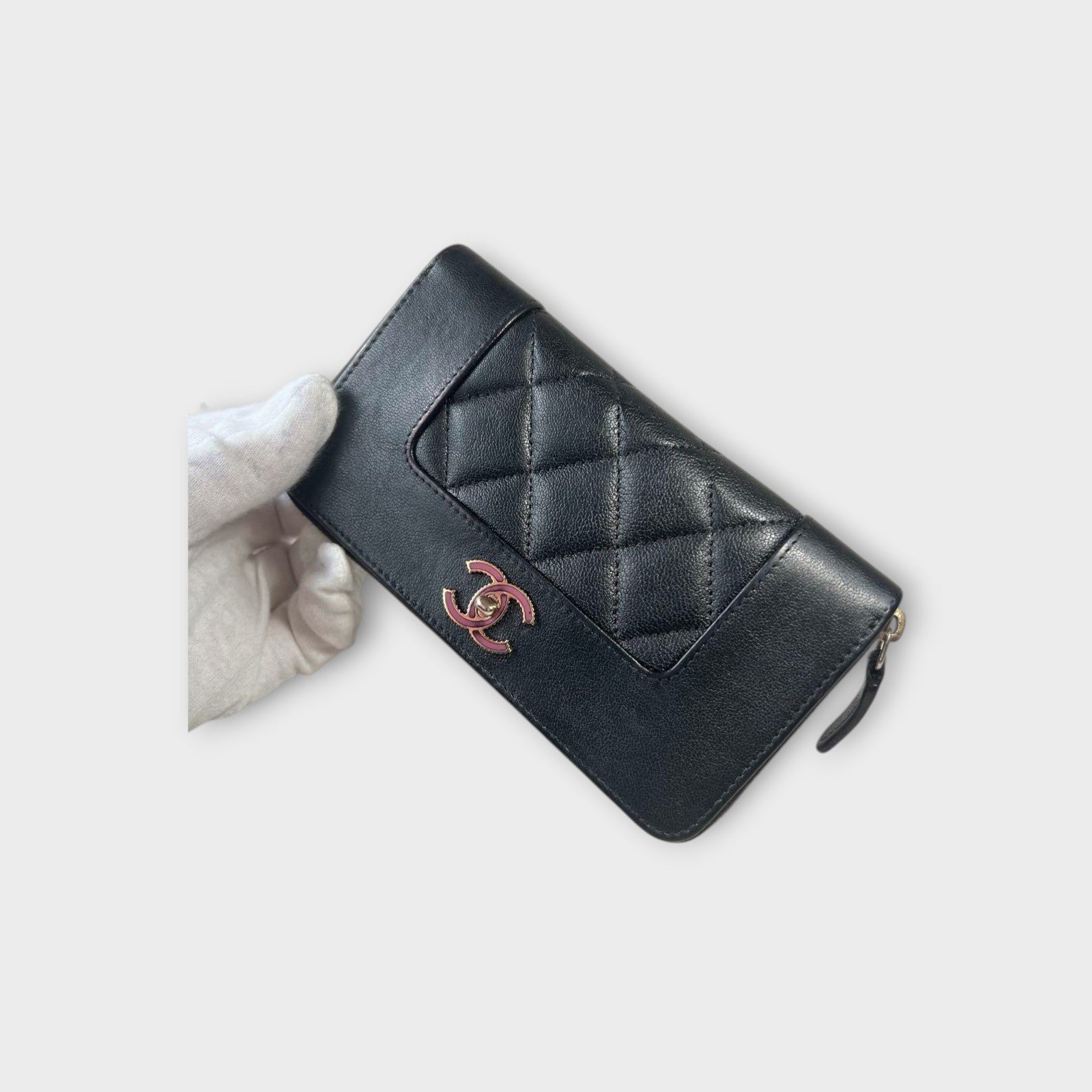 CHANEL Mademoiselle Lambskin Mini Wallet with Round Zipper