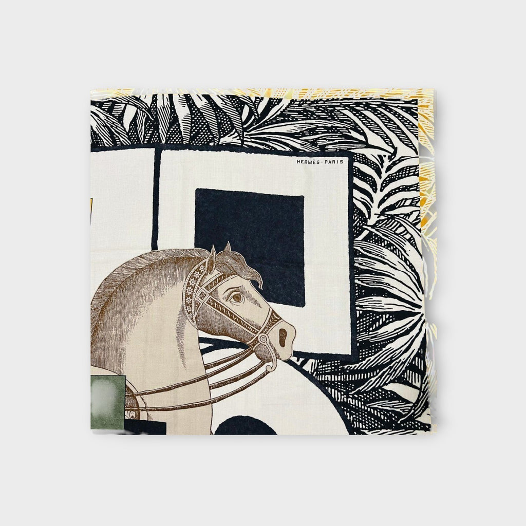 Hermès Carré Géant "Cavalier en Forme" Scarf 140 Cashmere Silk 【A】