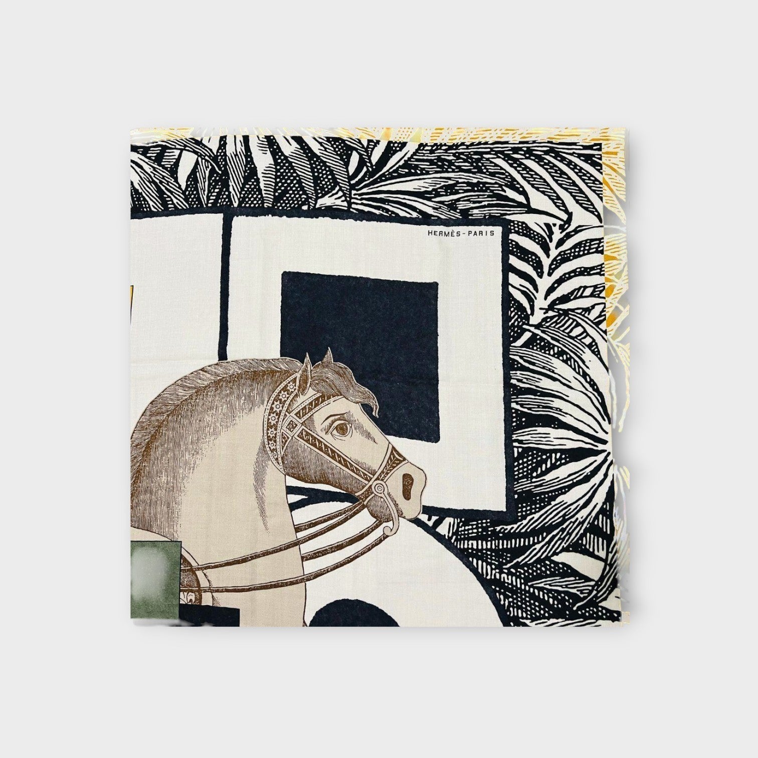 Hermès Carré Géant "Cavalier en Forme" Scarf 140 Cashmere Silk 【A】