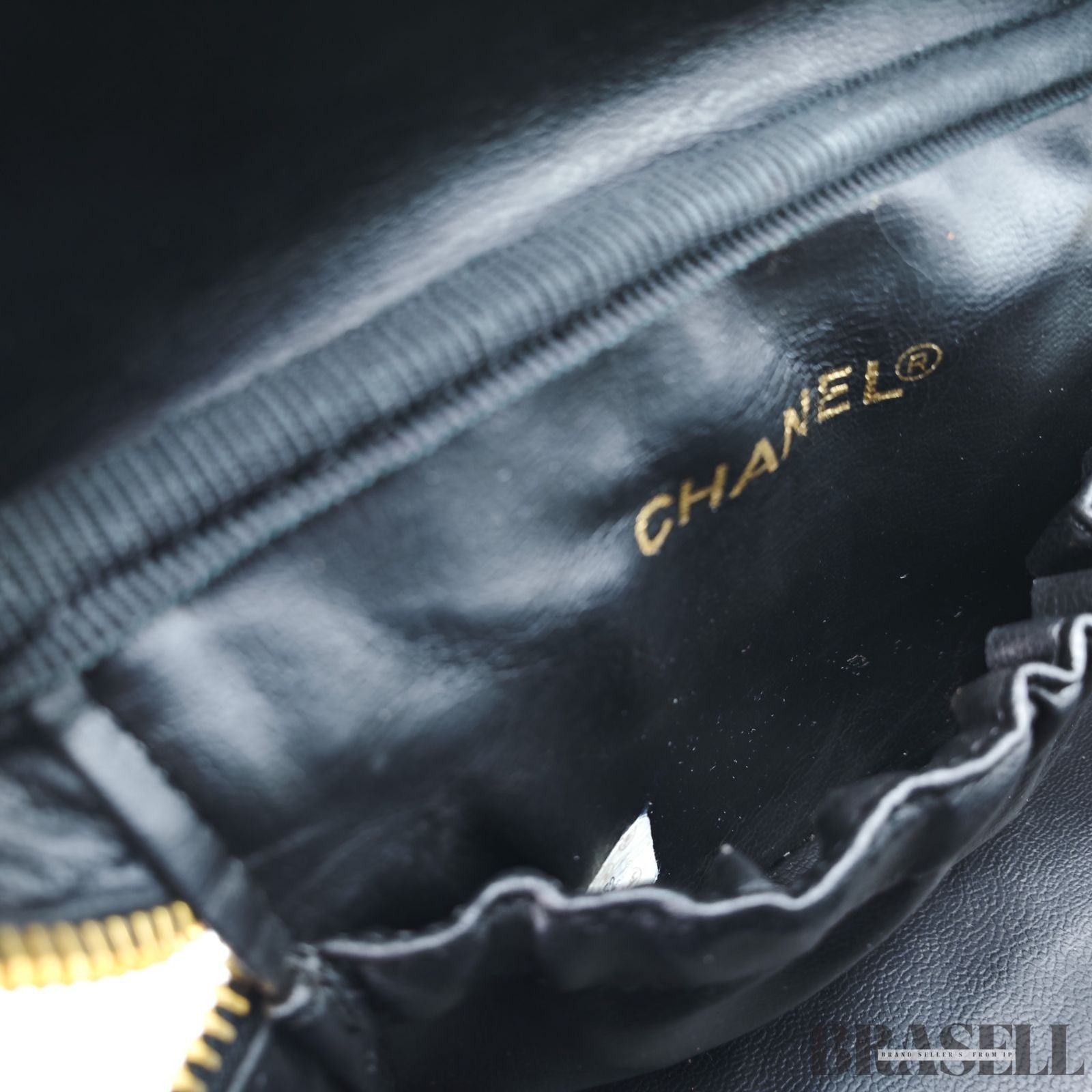 CHANEL Coco Mark Vanity Bag Mini Black Cosmetic Bag Women's
