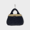 PRADA Raffia Tote Bag Shoulder Strap Bicolor Black Ivory