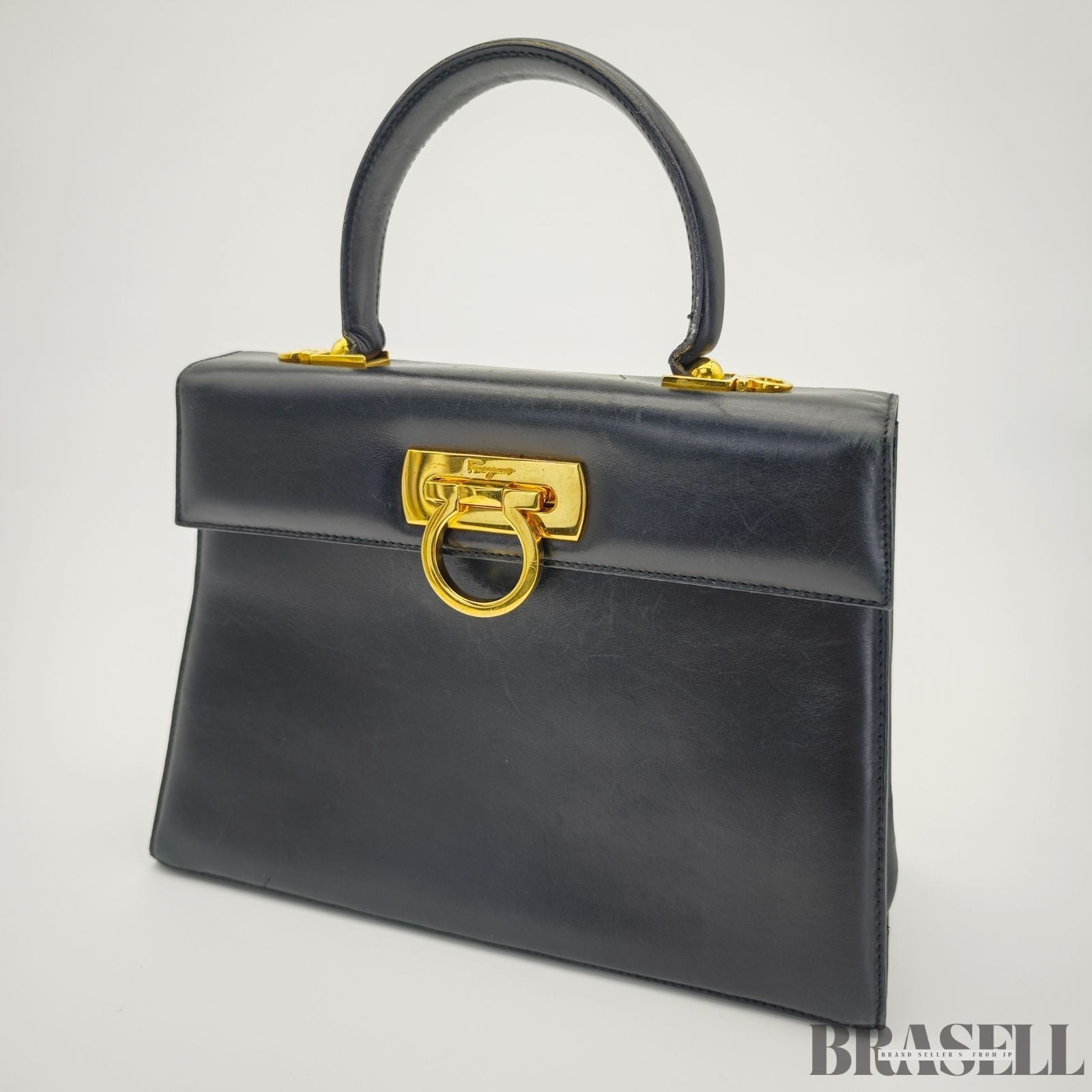 Ferragamo Gancini Shoulder Bag Tote Bag Black Women's Classical