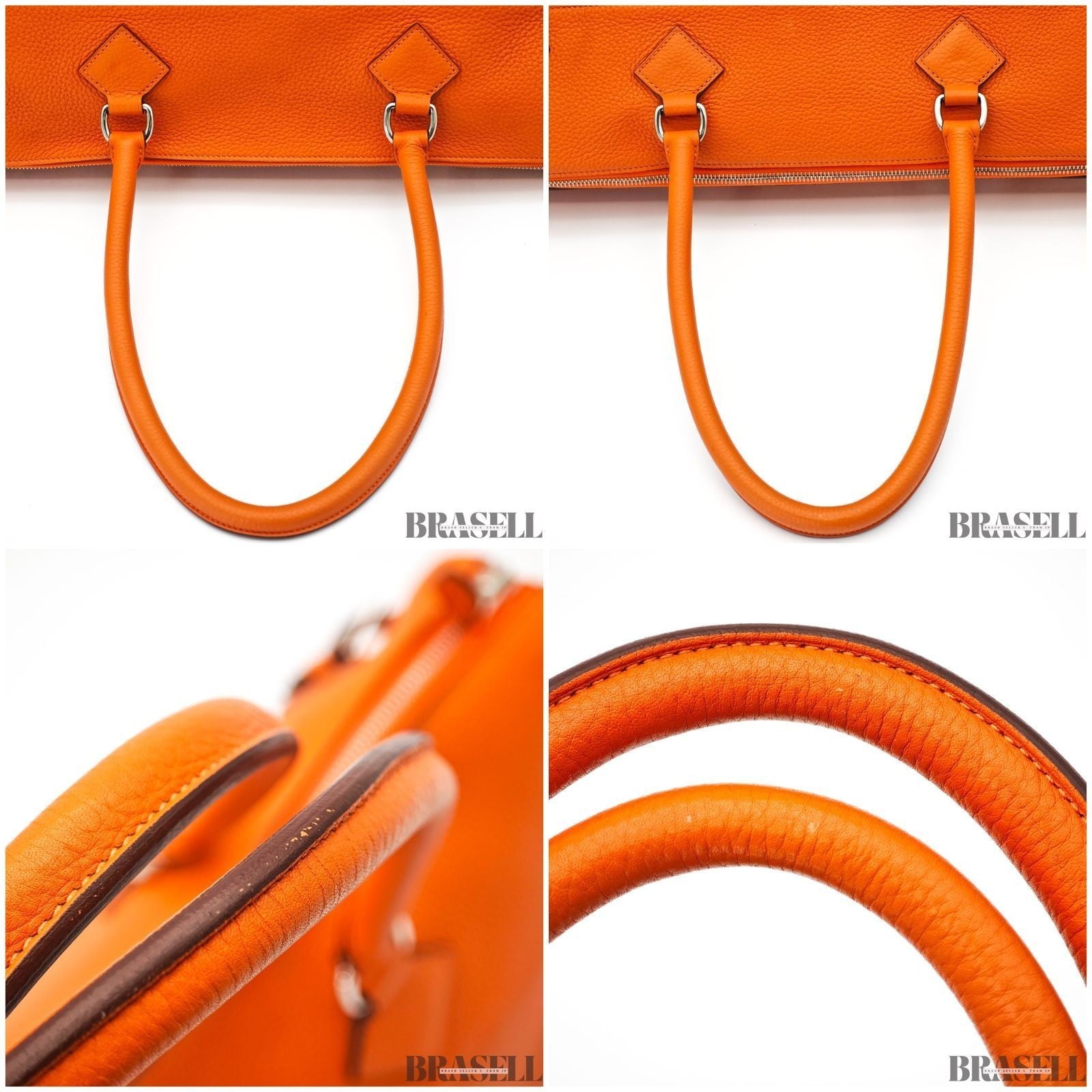 Hermes Atlas 42 Leather Bag Handbag Horizontal Orange Women's Shoulder Bag