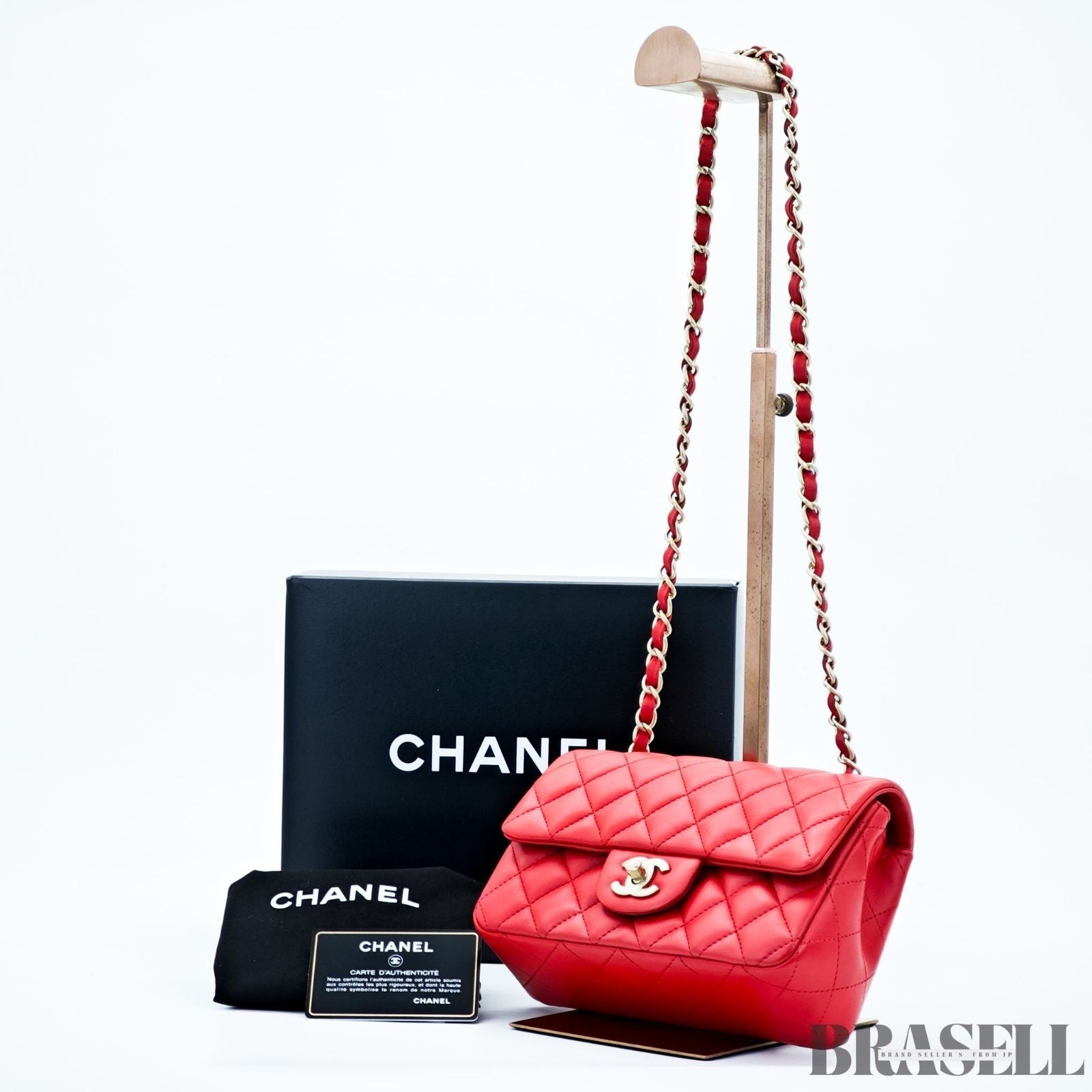 Chanel Mini Matelassé 20 Lambskin Single Flap Shoulder Bag Red Women
