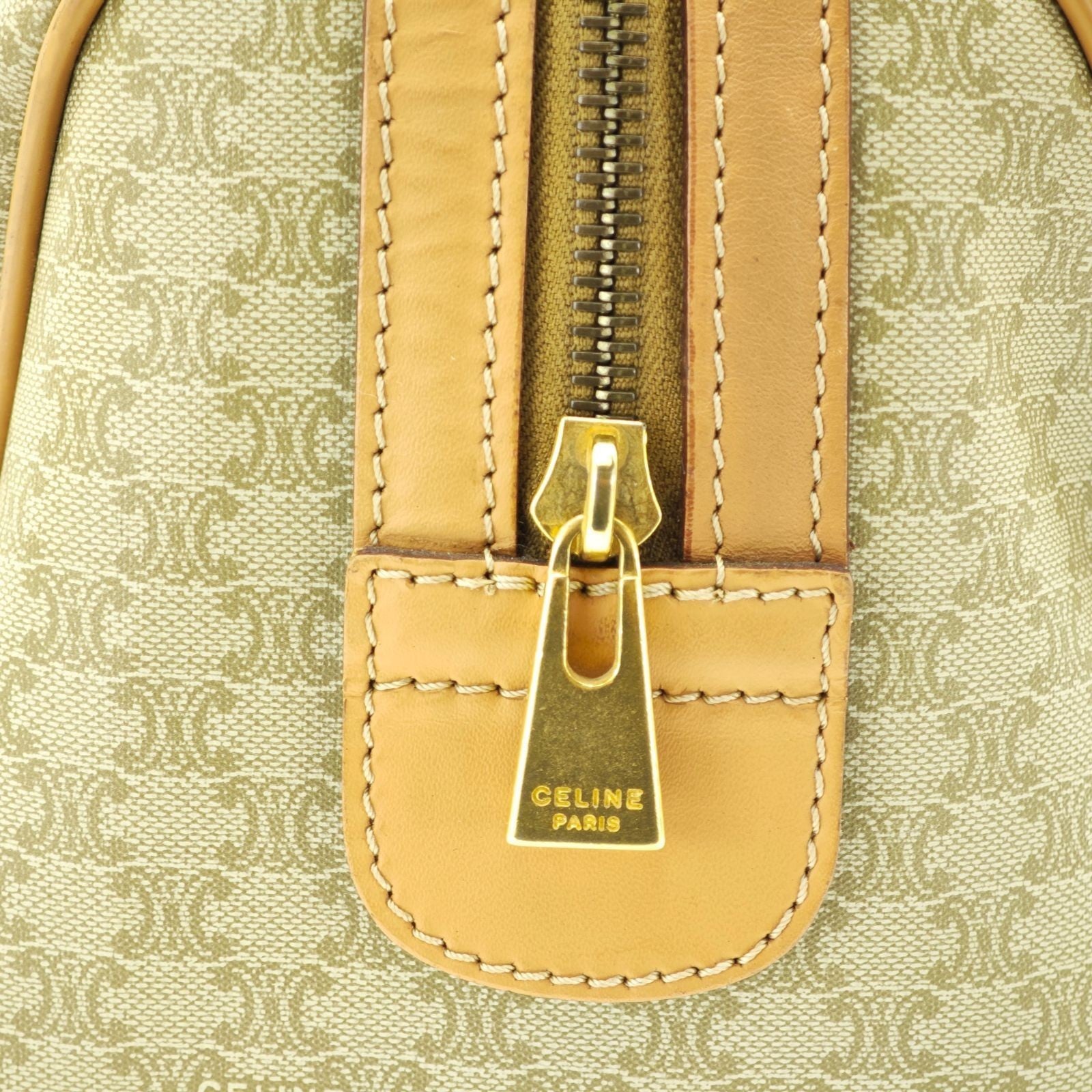 CELINE Macadam Mini Boston Bag Brown/Beige Women's