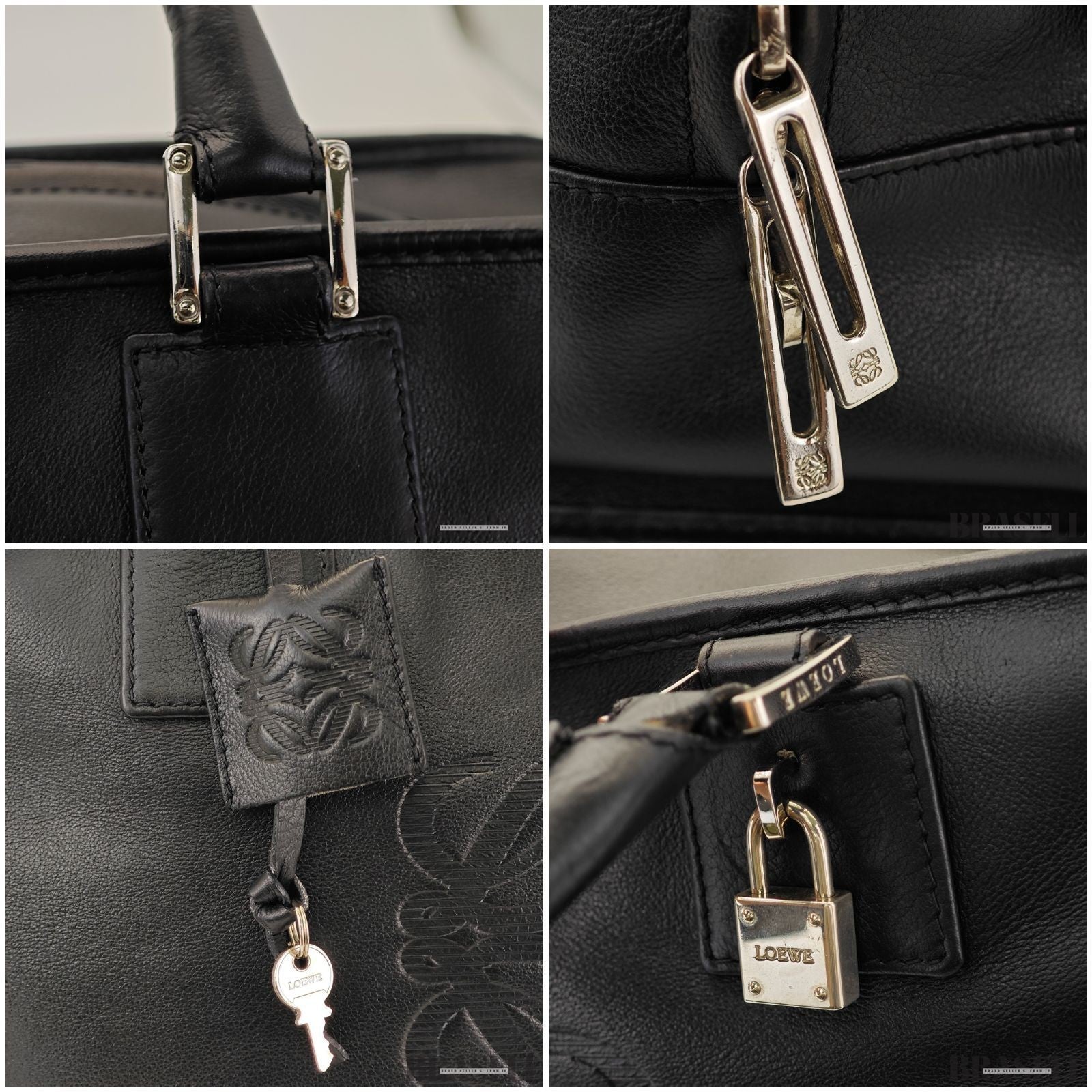 LOEWE Amazona 36 Handbag Horizontal Black with Silver Hardware