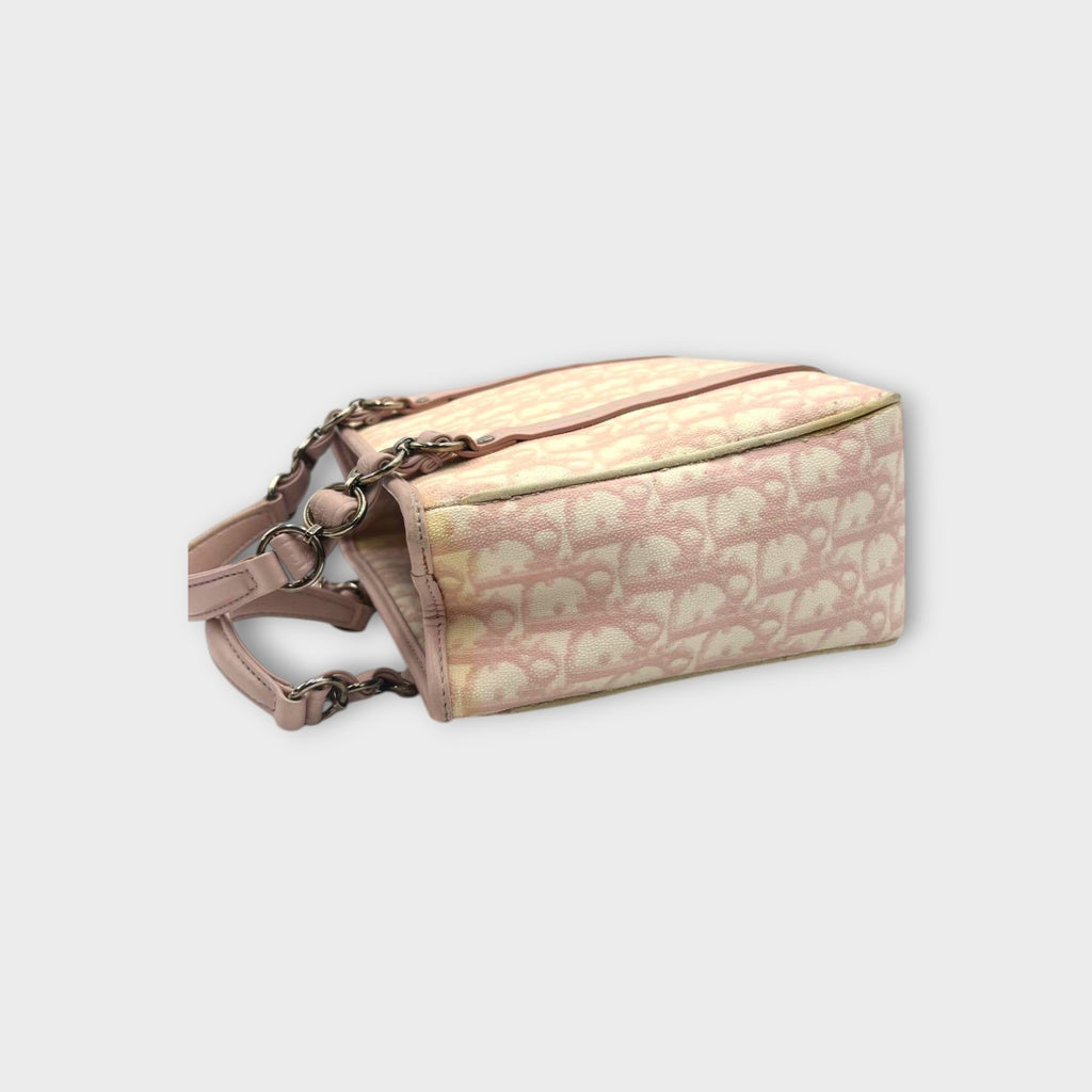 Christian Dior Romantic Trotter Handbag Tote Bag Leather PVC Pink 【B】