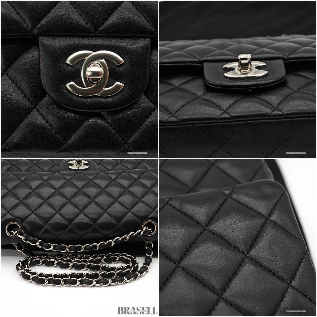 CHANEL Matelasse Classic Flap 25 A01112 Black Shoulder Bag w/ Dust Bag Card