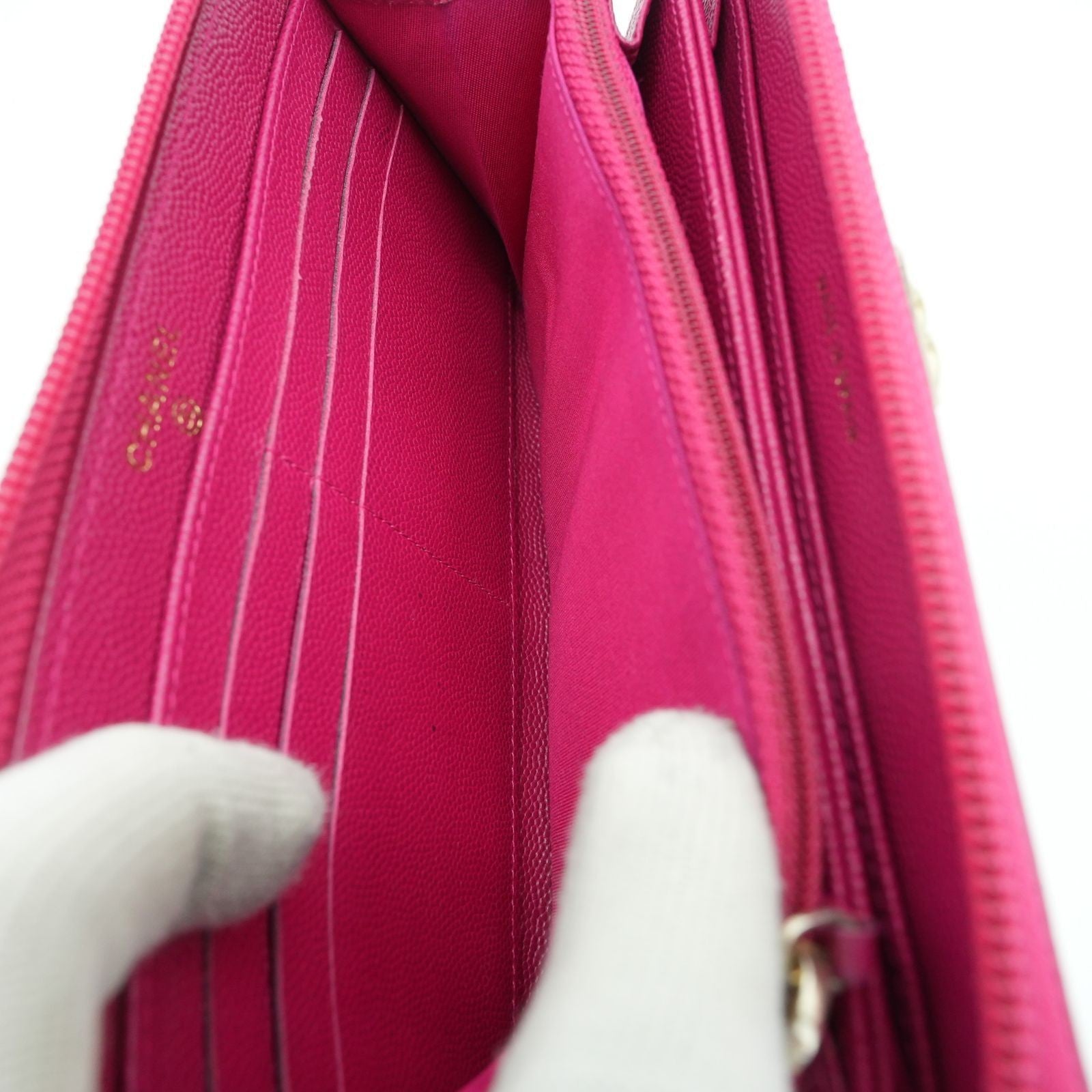 CHANEL Boy Chanel Caviar Leather Long Wallet Pink Women's 23 Series