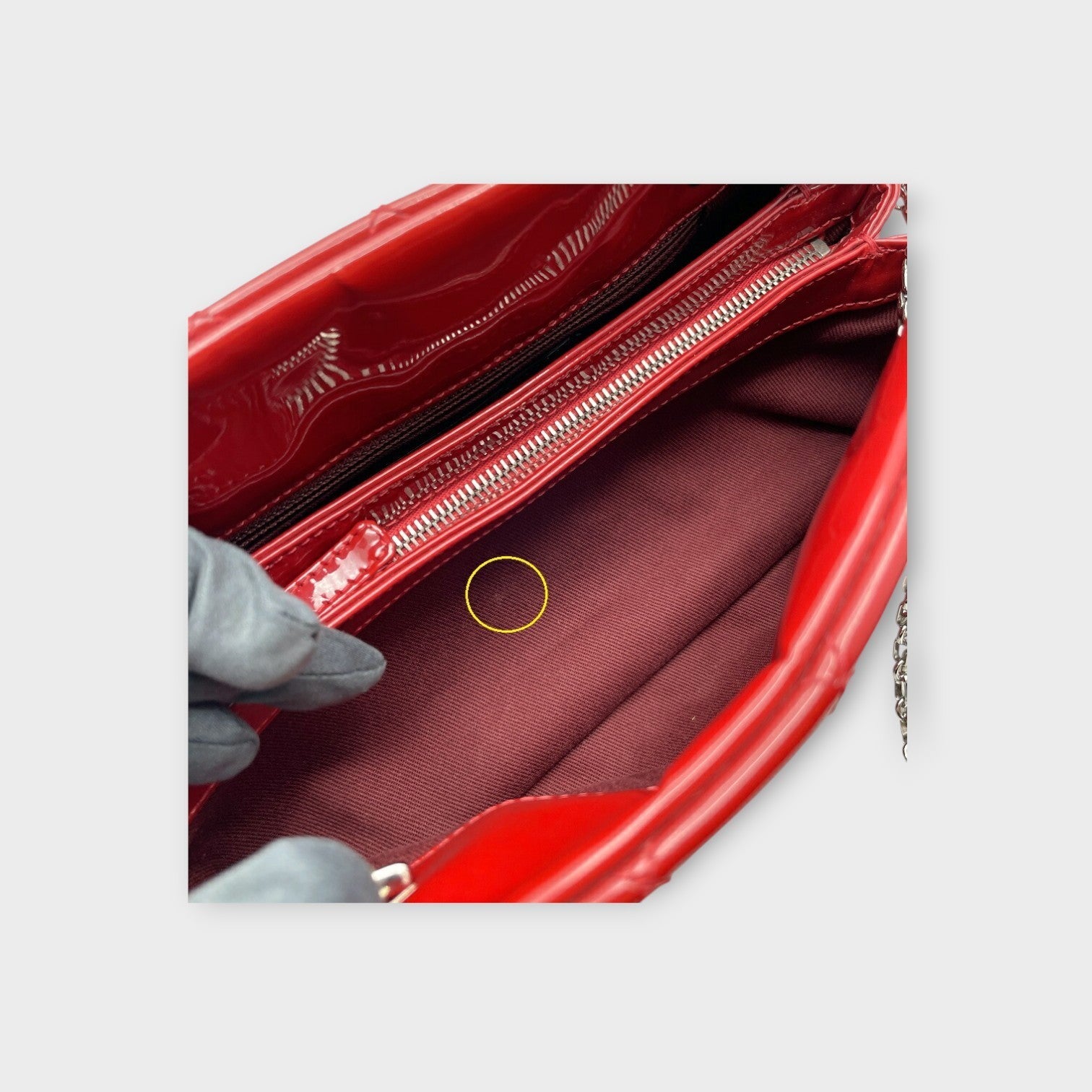 CHANEL Mademoiselle Chain Shoulder Bag Matelassé Coco Mark Red Leather 【B】
