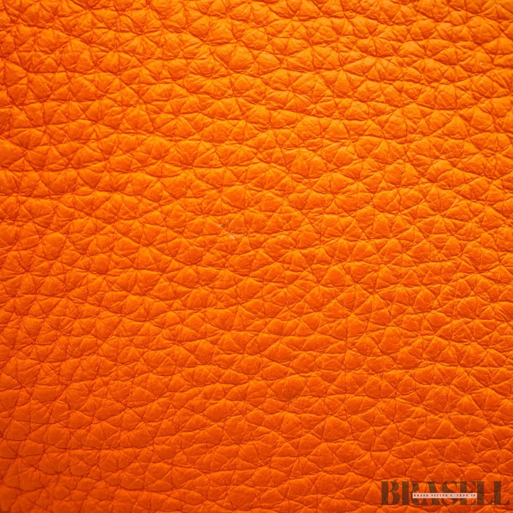 HERMES Picotin Lock MM Tote Bucket Bag Handbag Leather Orange Taurillon Clemence