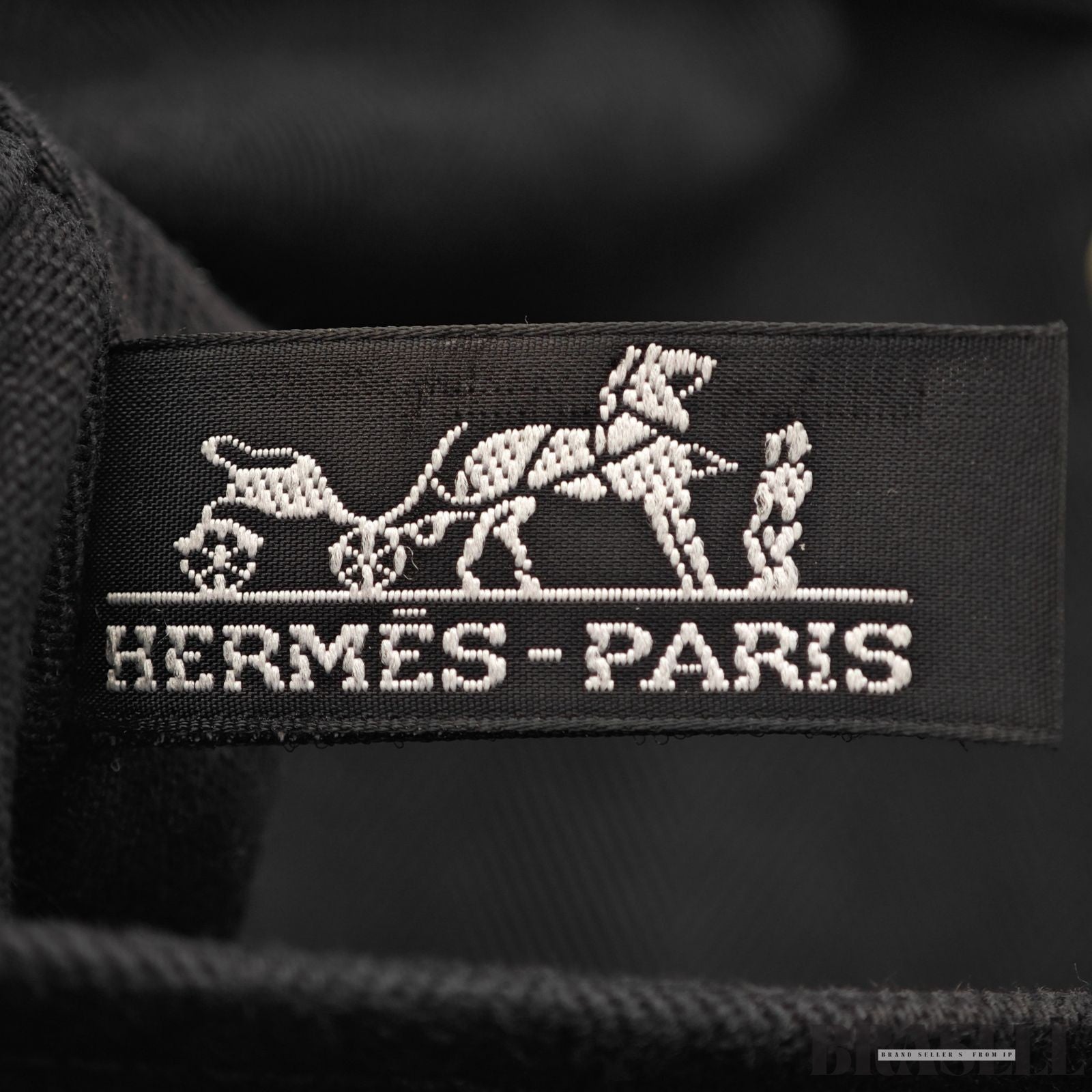 HERMES Valparaiso MM Handbag Toile Chevron Leather Black Unisex With Dust Bag