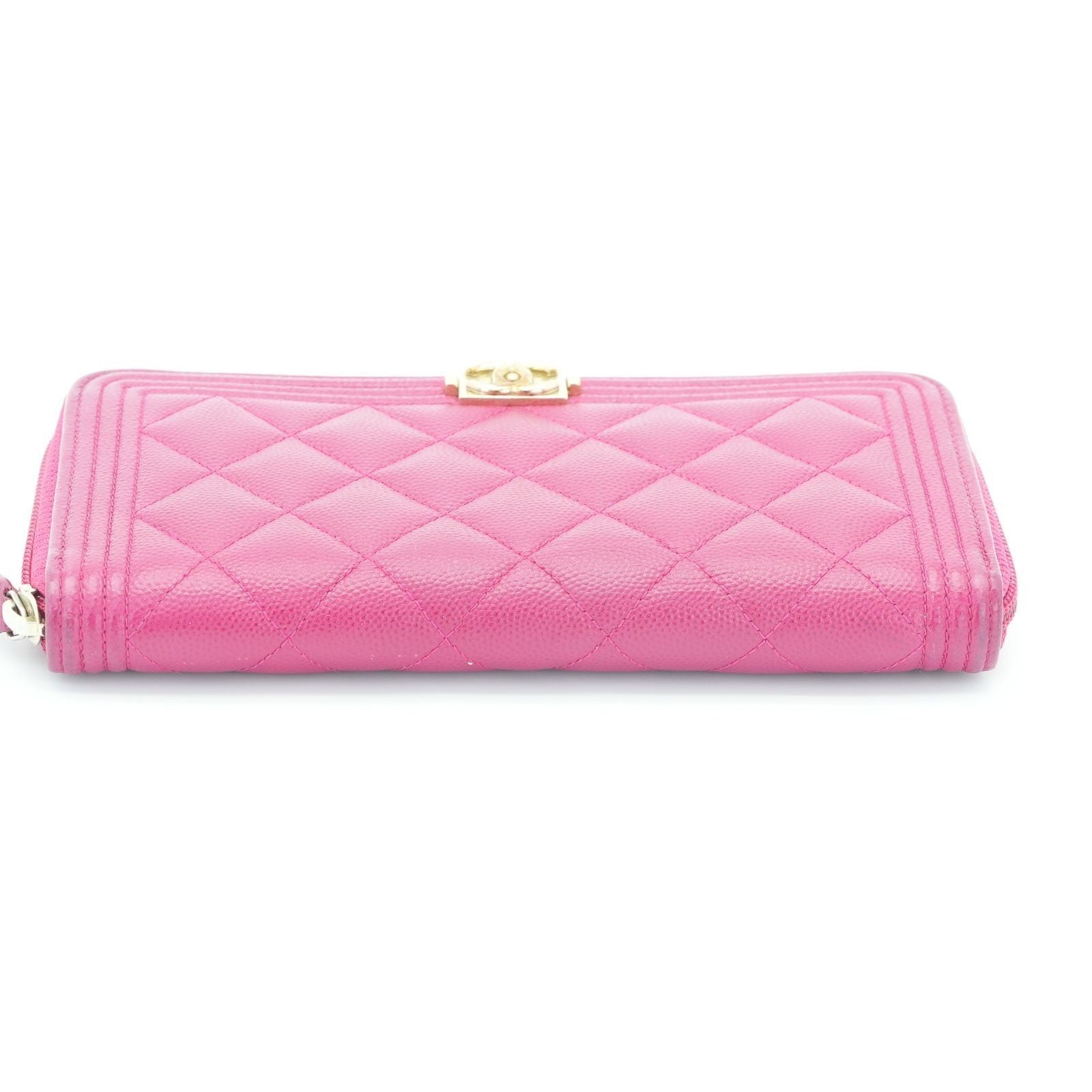 CHANEL Boy Chanel Caviar Leather Long Wallet Pink Women's 23 Series