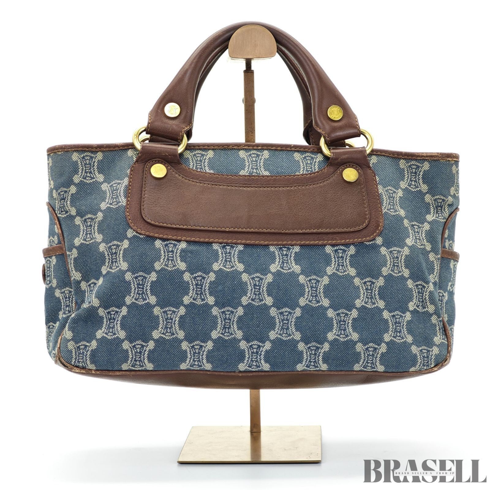 CELINE Macadam Boogie Bag YS00/75 Canvas Handbag in Blue Denim/Brown