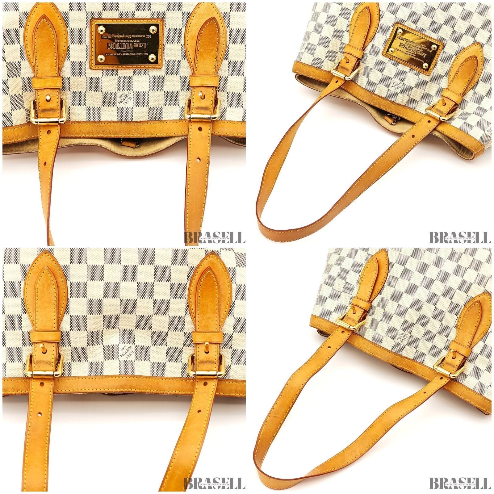 Louis Vuitton Damier Azur Hampstead MM N51206 Tote Bag Large White Brown
