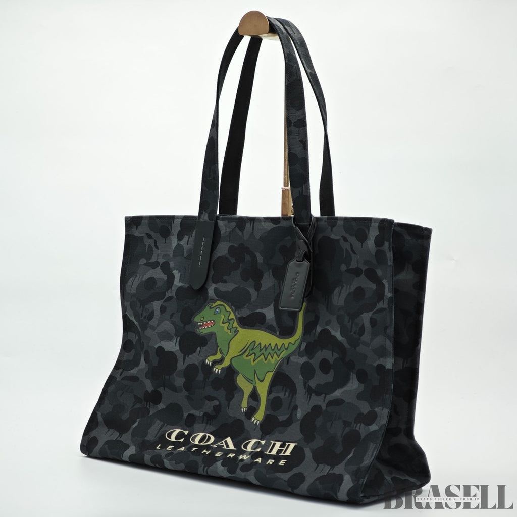 COACH Camo Print and Rexy Tote CCD11 A5F Dinosaur Tote Bag Black