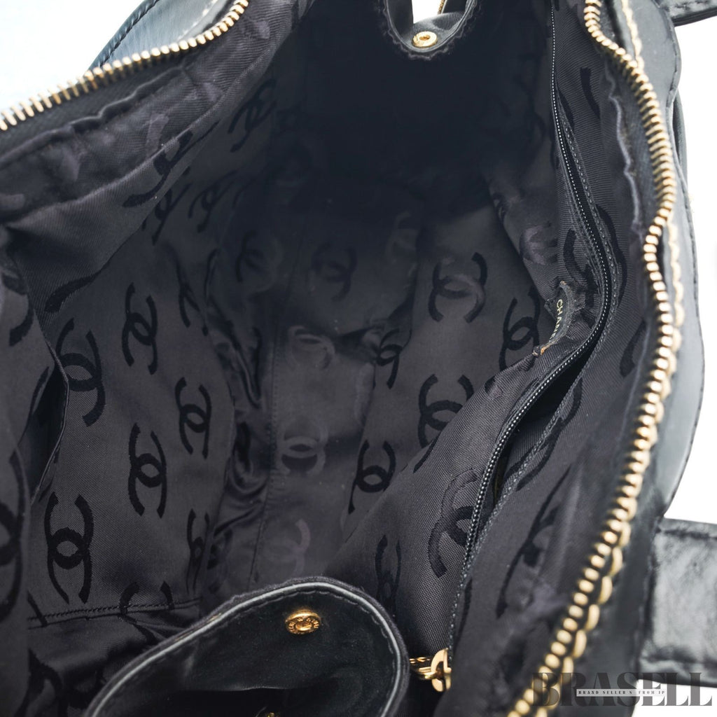 CHANEL Wild Stitch Tote Bag A14693 Black Leather Large Women's Warranty Card