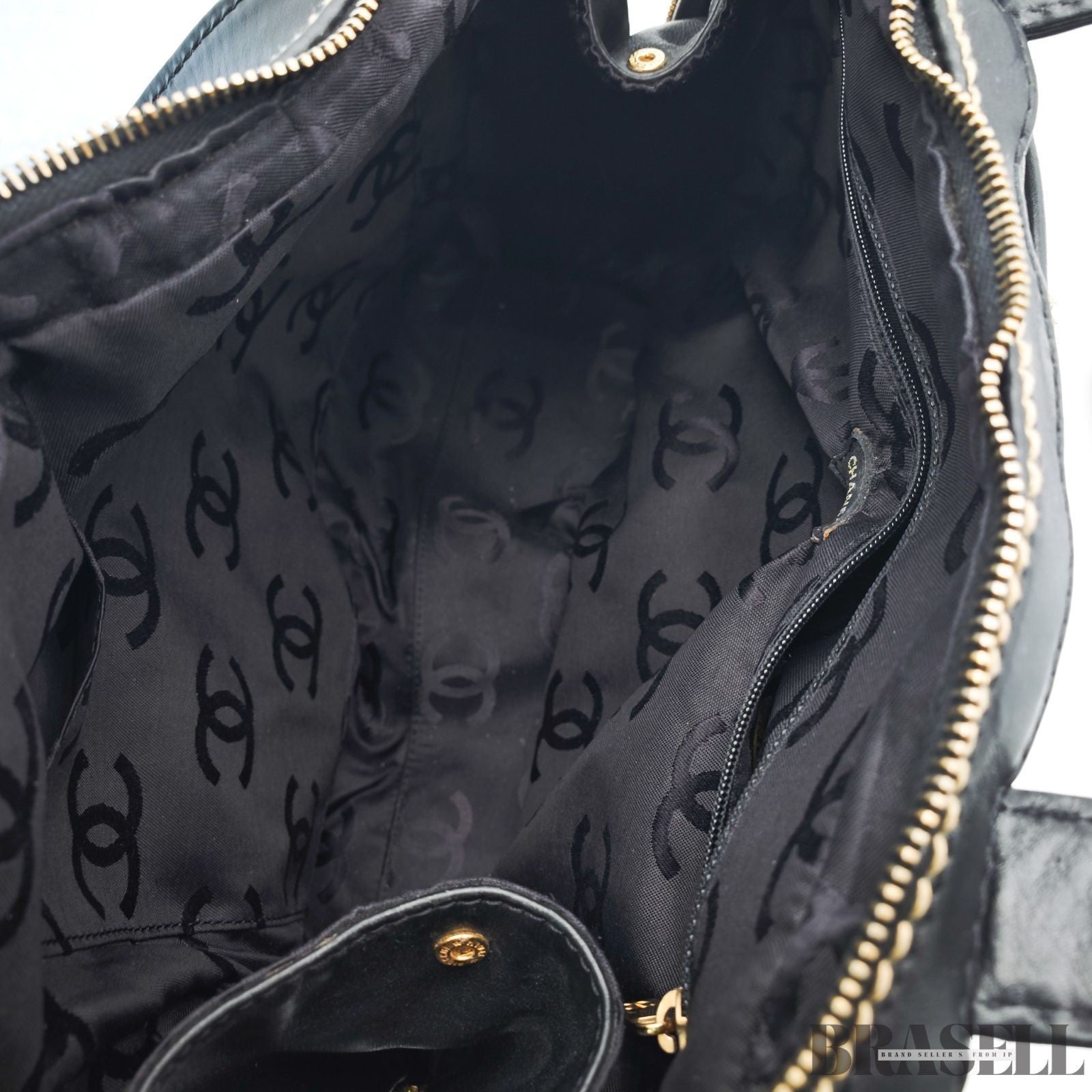 CHANEL Wild Stitch Tote Bag A14693 Black Leather Large Women's Warranty Card