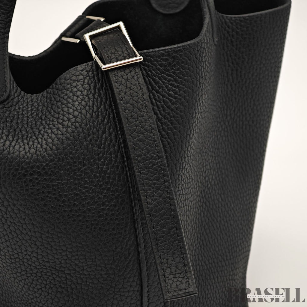 HERMES Picotin Lock 18 PM Taurillon Clemence Handbag Tote Bag Black Dust Bag