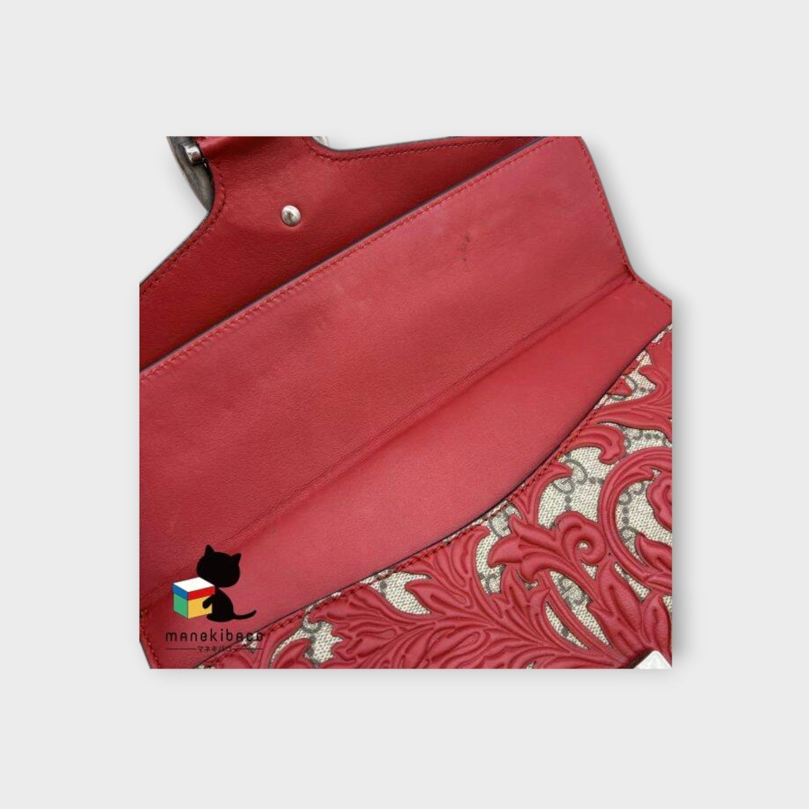 GUCCI Red GG Supreme Dionysus Arabesque Chain Shoulder Bag
