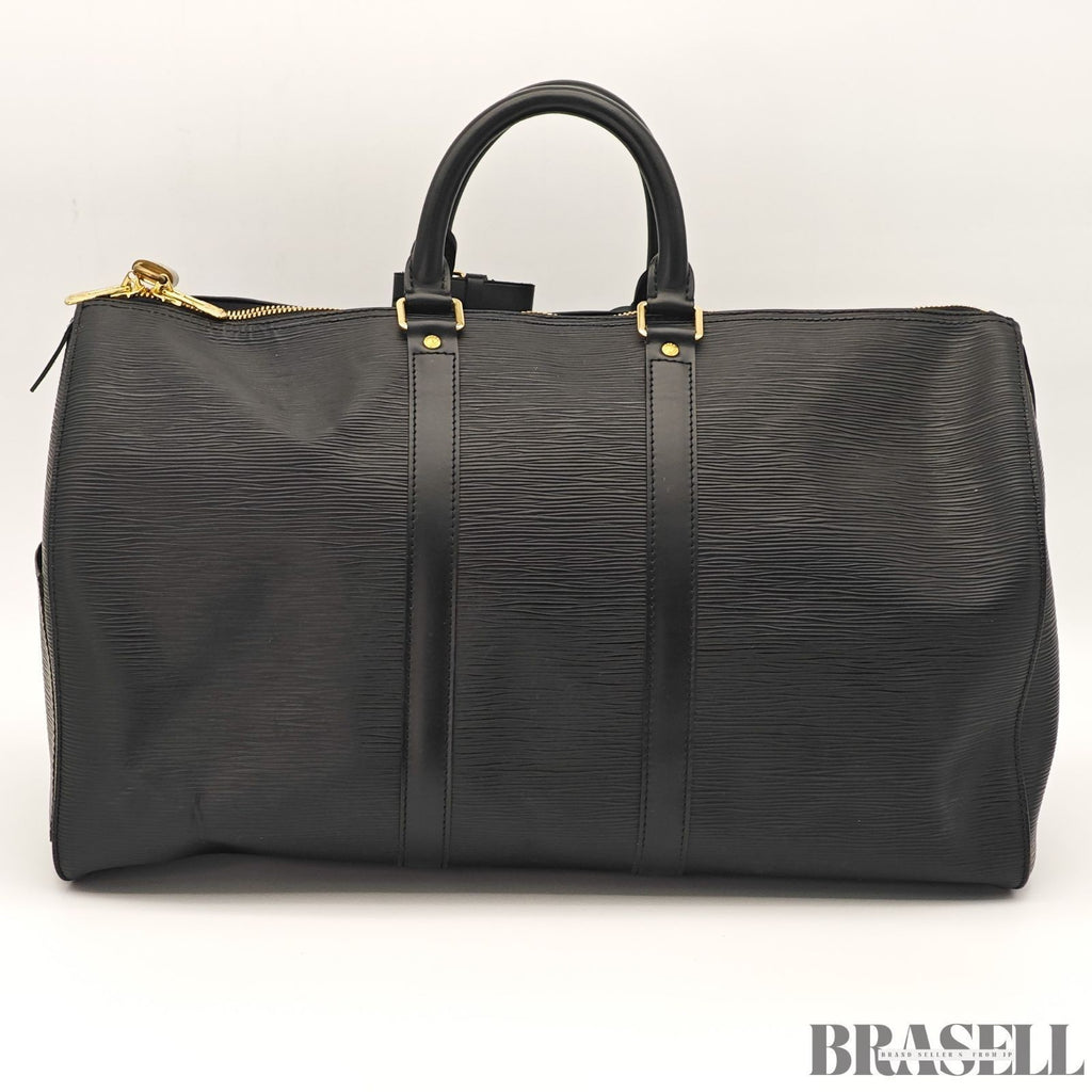 Louis Vuitton Epi Keepall 50 M42962 Boston Bag Travel Black Unisex w/Padlock Key