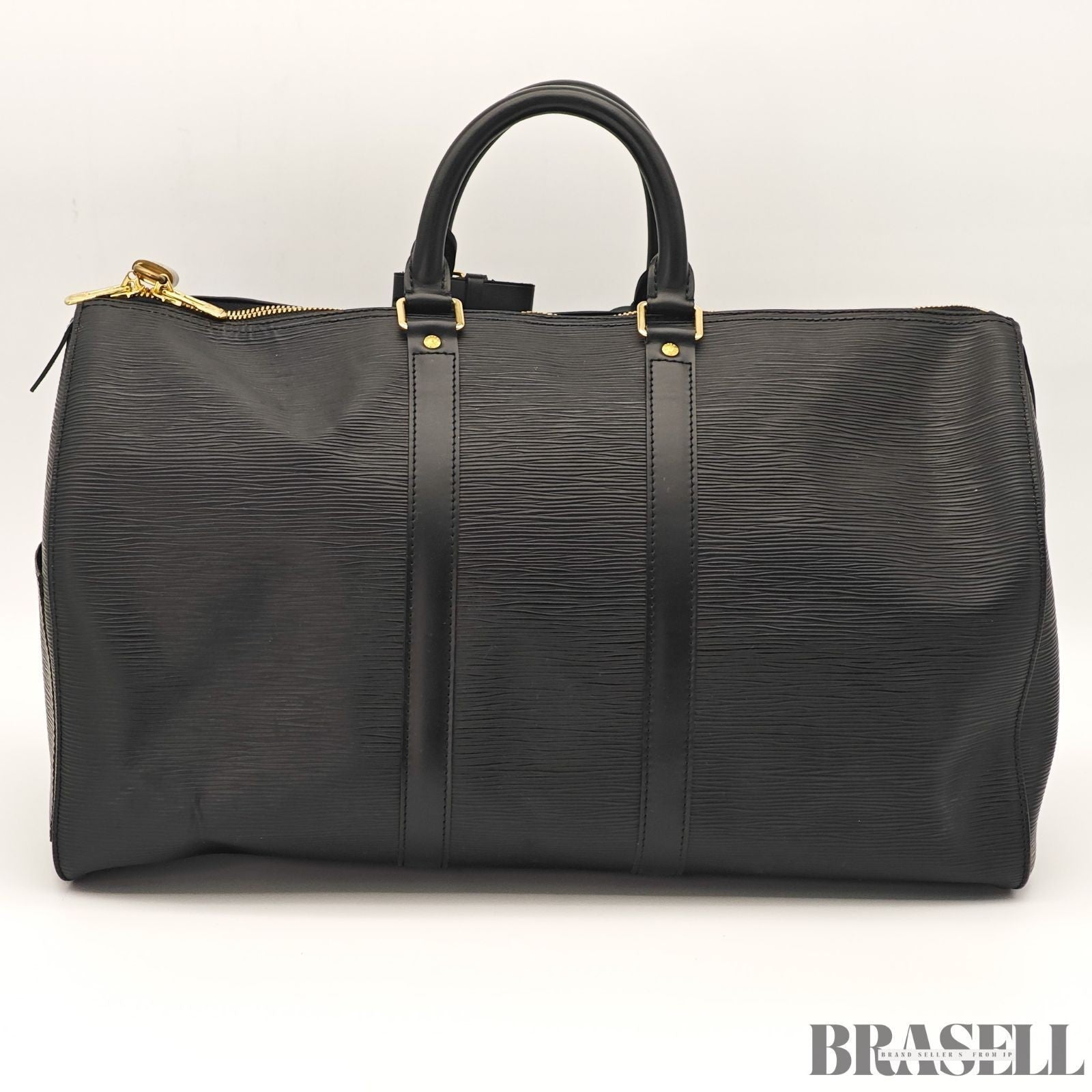 Louis Vuitton Epi Keepall 50 M42962 Boston Bag Travel Black Unisex w/Padlock Key