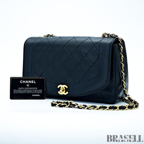 Chanel Diana 25 Shoulder Bag A01165 Flap Bag Black Women With Authenticity Card