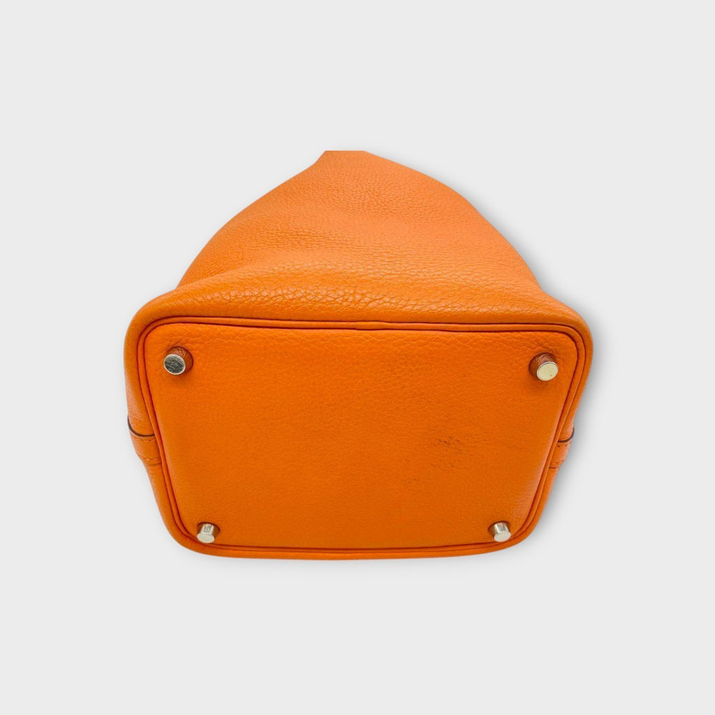 Hermès Picotin PM H Stamp Handbag Orange Leather Taurillon Clémence 【A】