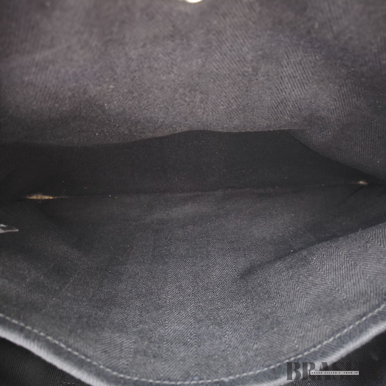 HERMES Valparaiso MM Handbag Toile Chevron Leather Black Unisex With Dust Bag