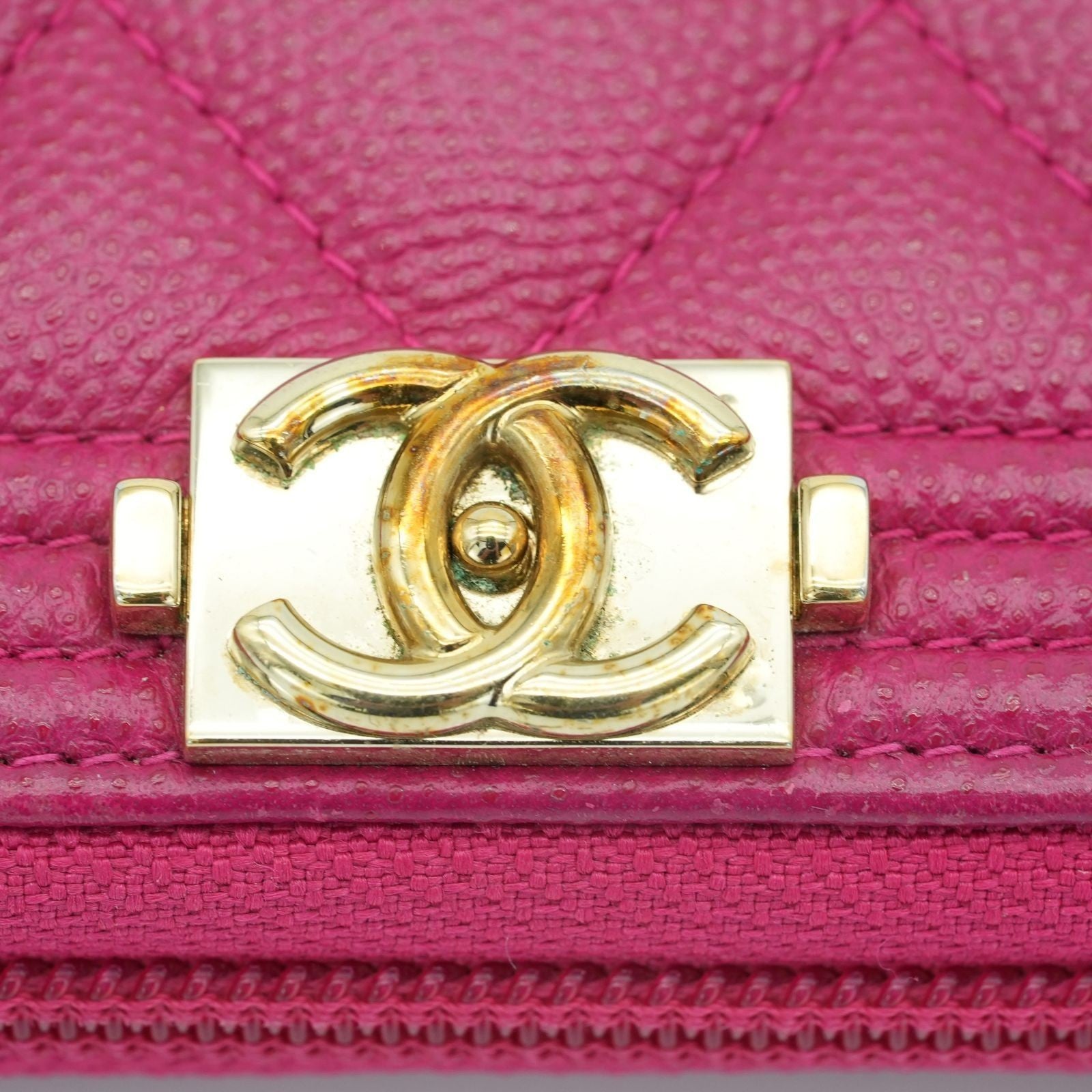 CHANEL Boy Chanel Caviar Leather Long Wallet Pink Women's 23 Series