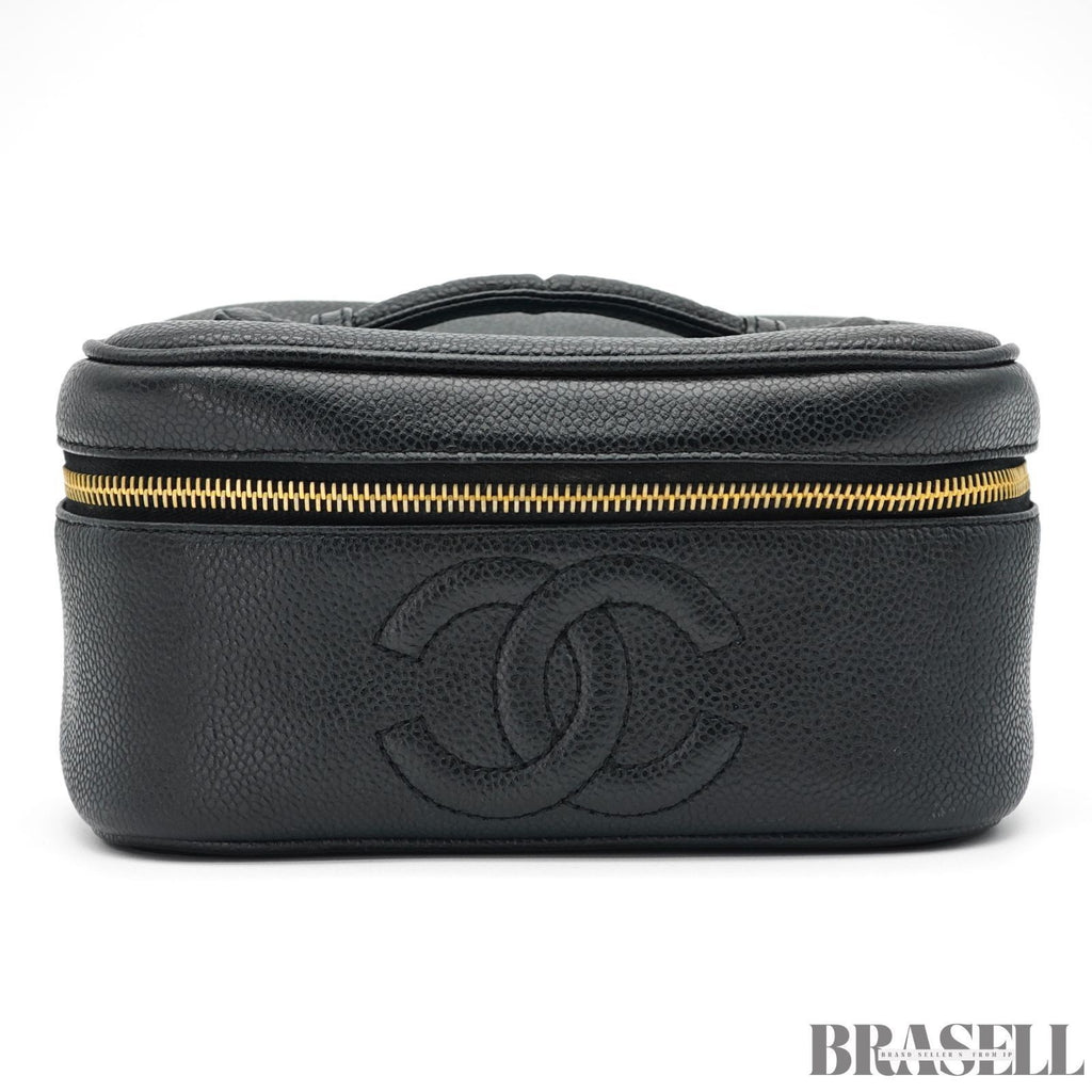 CHANEL Coco Mark Vanity Bag Mini Black Cosmetic Bag Women's