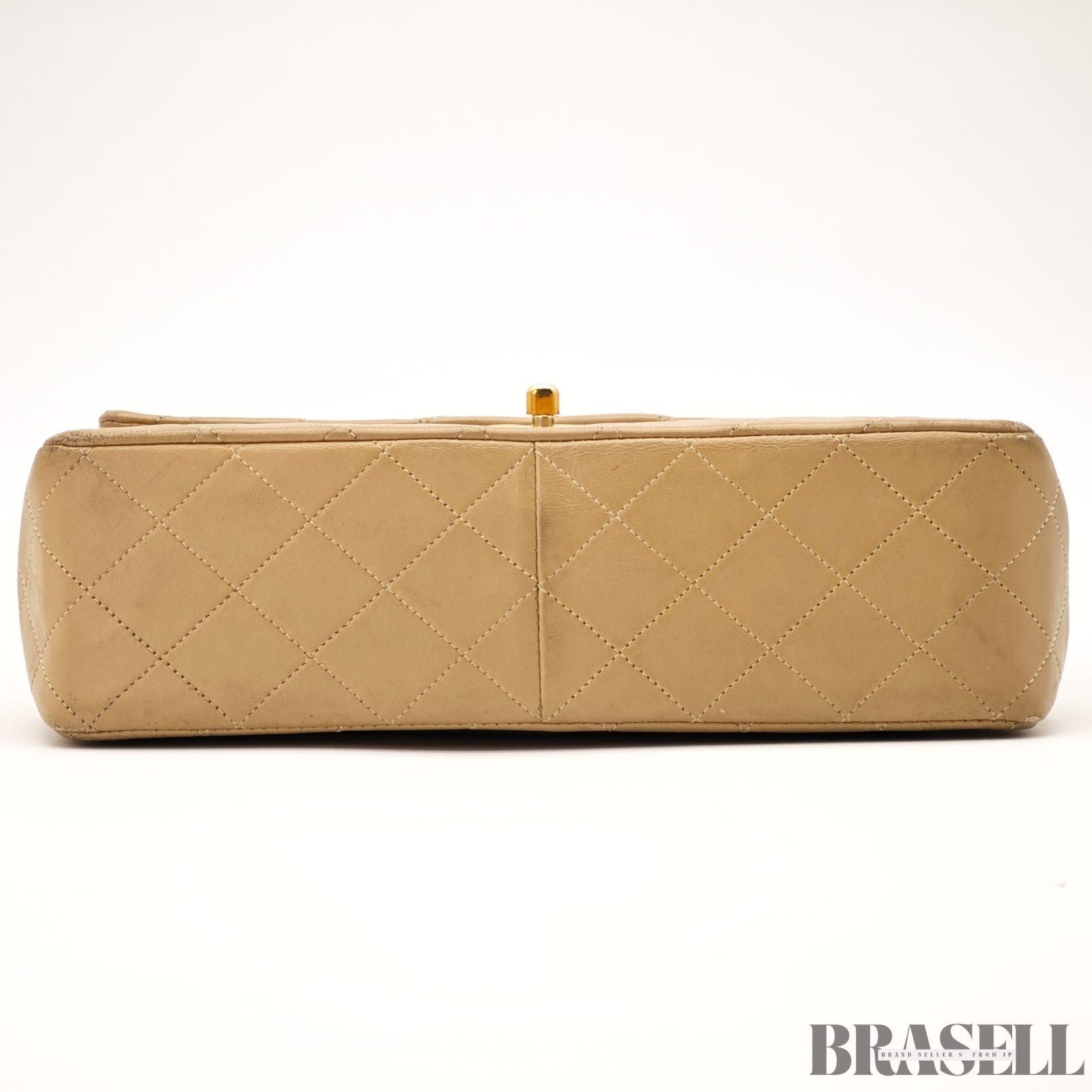 CHANEL Matelasse 25 Double Flap Lambskin 2-Way Shoulder Bag Beige Women's