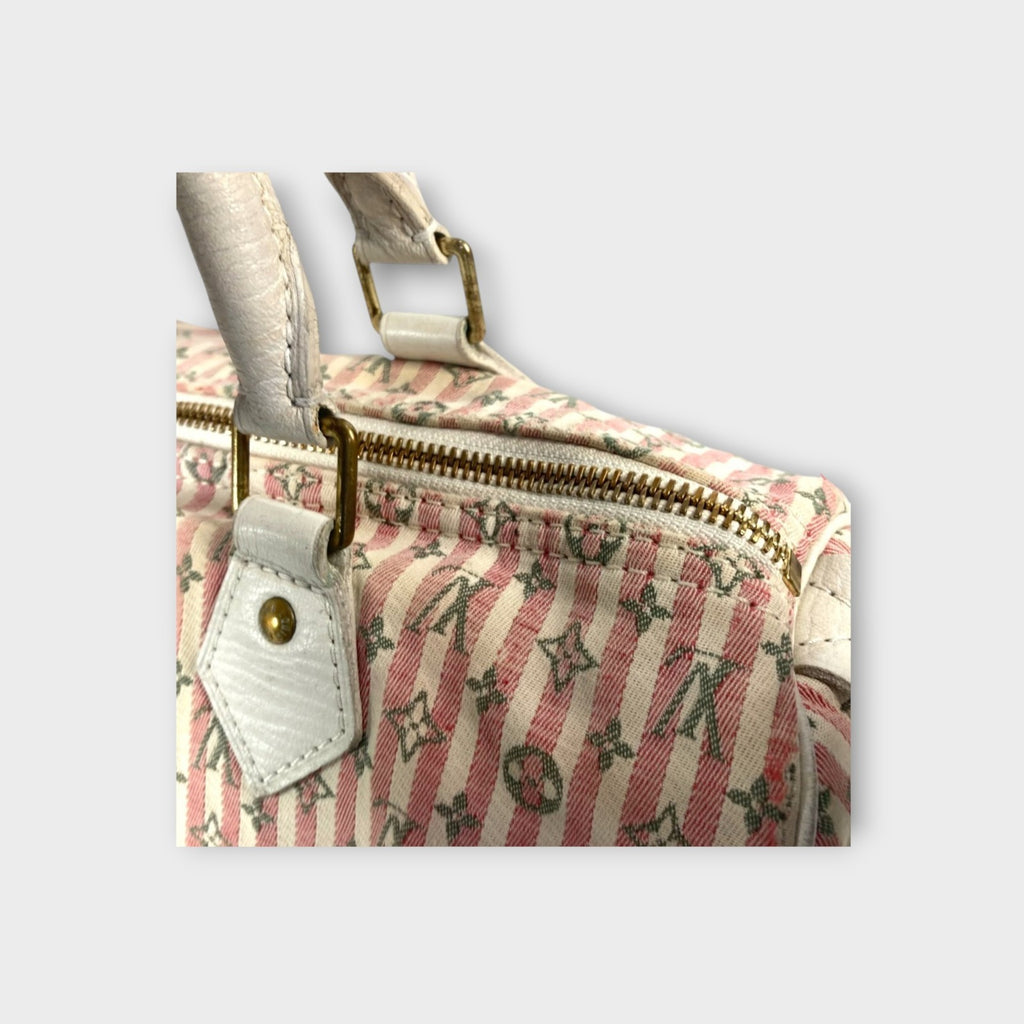 Louis Vuitton Monogram Mini Lin Croisette Speedy 30 Handbag Pink White M95501【B】