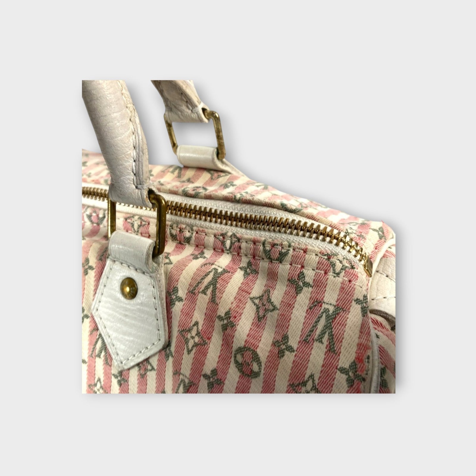 Louis Vuitton Monogram Mini Lin Croisette Speedy 30 Handbag Pink White M95501【B】