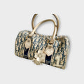 Christian Dior Trotter Flower Mini Boston Handbag Canvas Leather Navy Beige 【B】