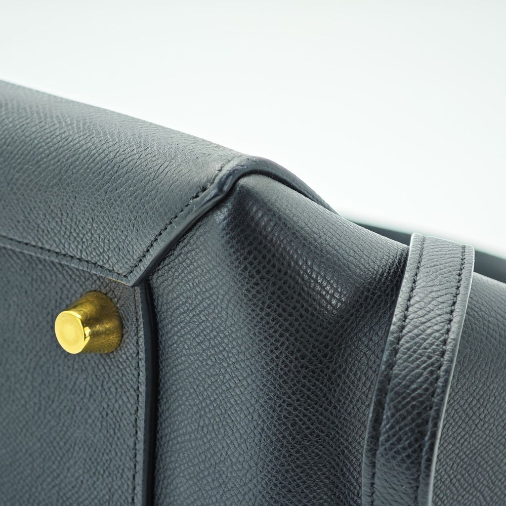 CELINE Luggage Shoulder Bag Leather 2-Way Black Women's