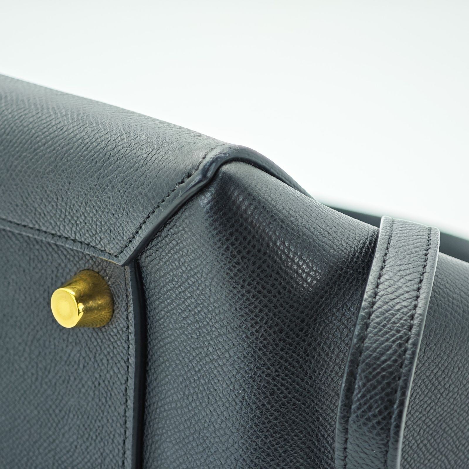 CELINE Luggage Shoulder Bag Leather 2-Way Black Women's
