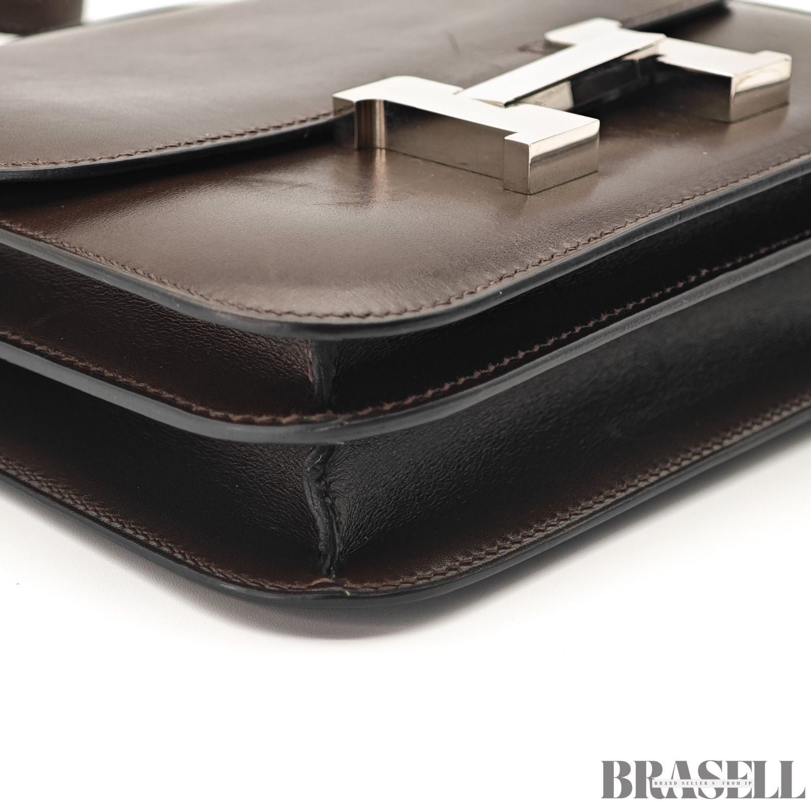 HERMES Constance 3 Mini Shoulder Bag Vos Swift Chocolate Silver Hardware