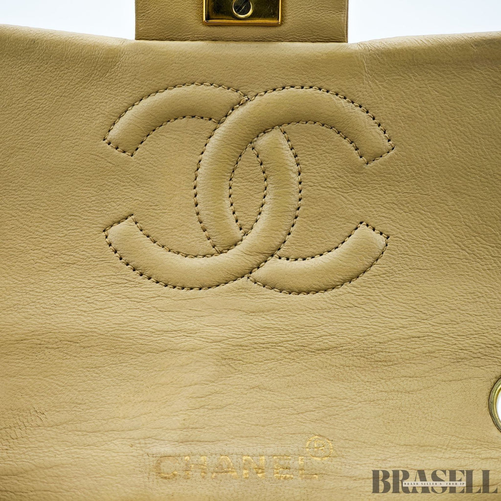 Chanel Mini Matelassé Shoulder Bag Lambskin Flap Compact Beige Women