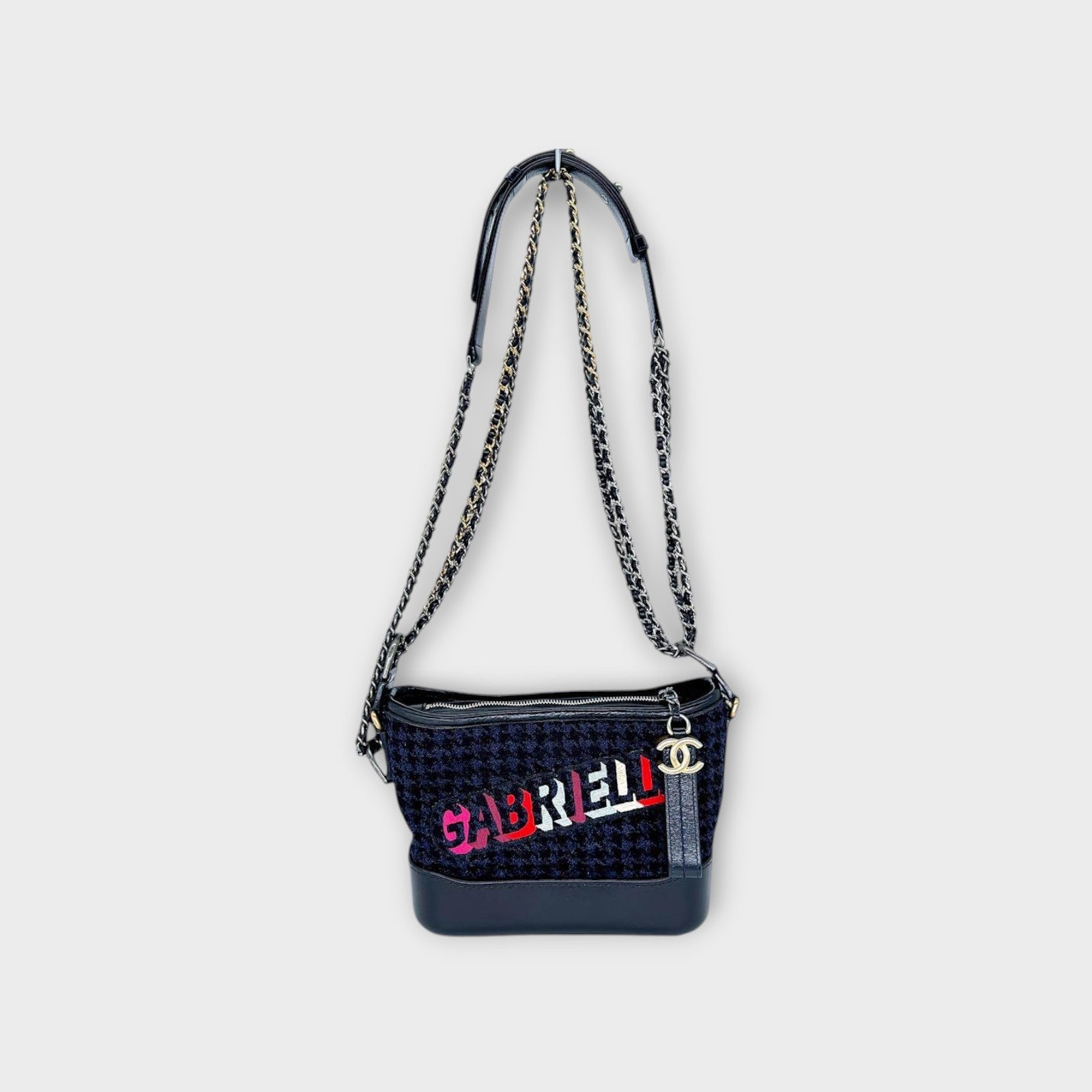CHANEL Small Hobo Chain Shoulder Bag Gabrielle Tweed