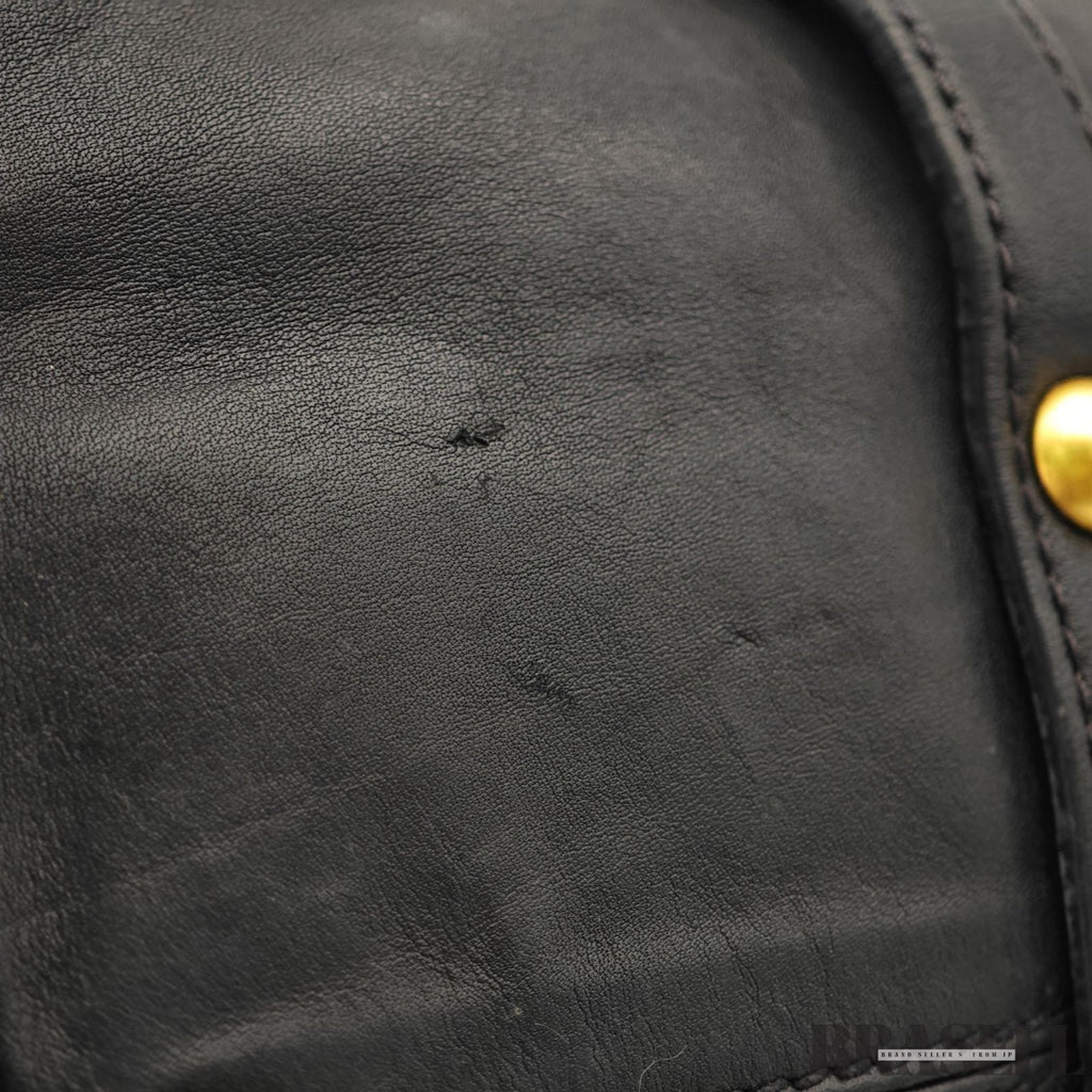 Miu Miu Ribbon 2Way Handbag Leather Black Shoulder Bag Woman Shoulder Strap